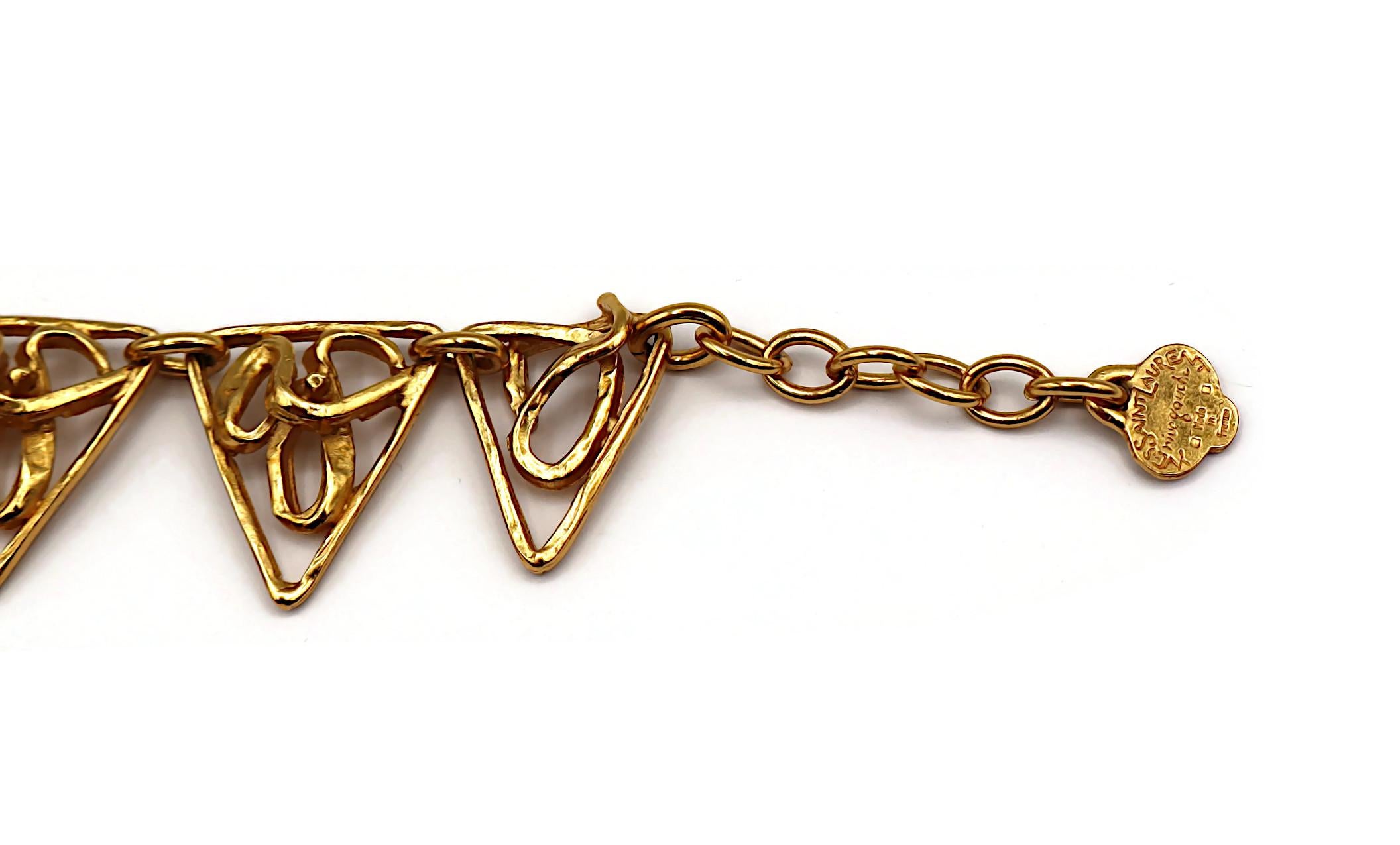 Yves Saint Laurent Rive Gauche YSL Vintage Collana a triangolo geometrica in tonalità oro in vendita 5