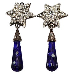 YVES SAINT LAURENT Rive Gauche YSL Vintage Jewelled Celestial Dangling Earrings
