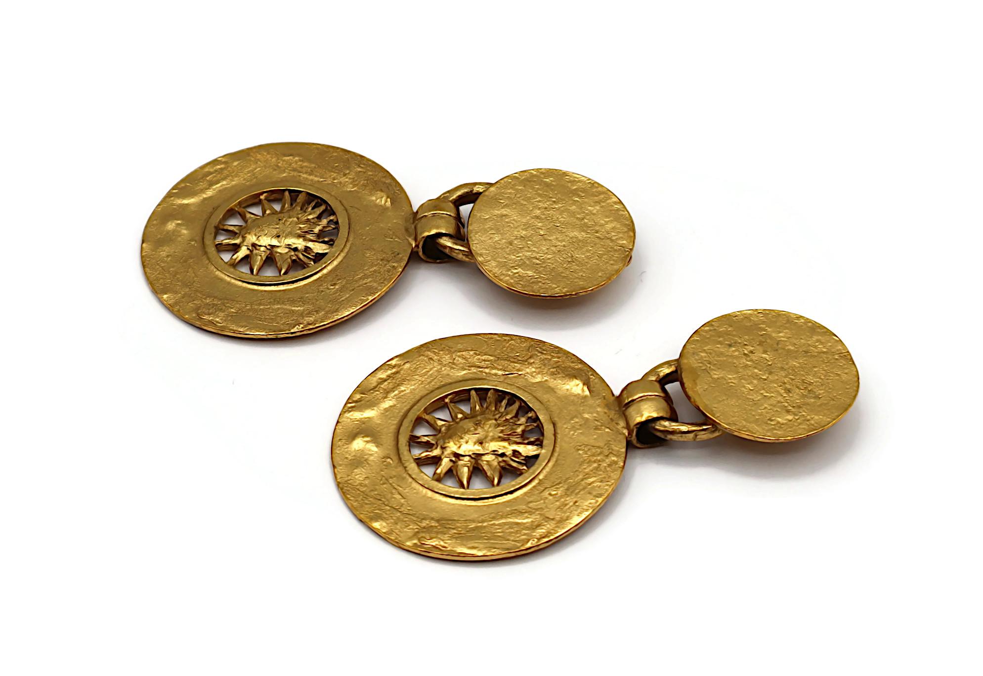 Women's YVES SAINT LAURENT Rive Gauche YSL Vintage Sun Disc Dangling Earrings For Sale