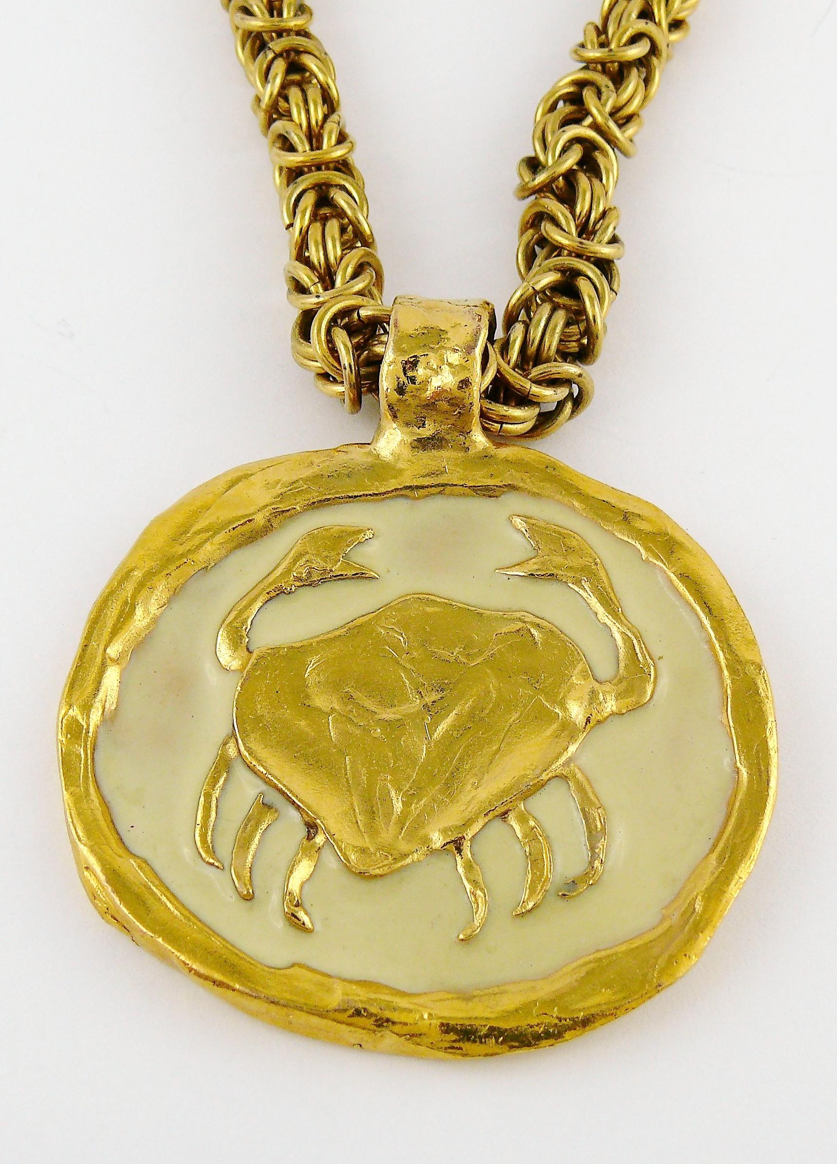 Yves Saint Laurent Rive Gauche YSL Vintage Zodiac Cancer Pendant Necklace 2