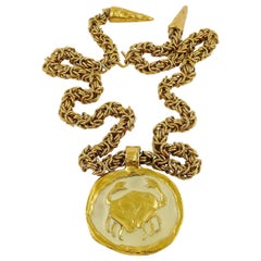 Yves Saint Laurent Rive Gauche YSL Vintage Zodiac Cancer Pendant Necklace