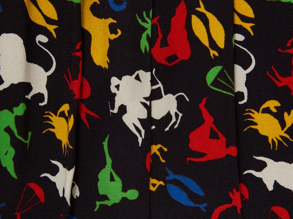 Women's Yves Saint Laurent Rive Gauche Zodiac Pattern Skirt Late 70's