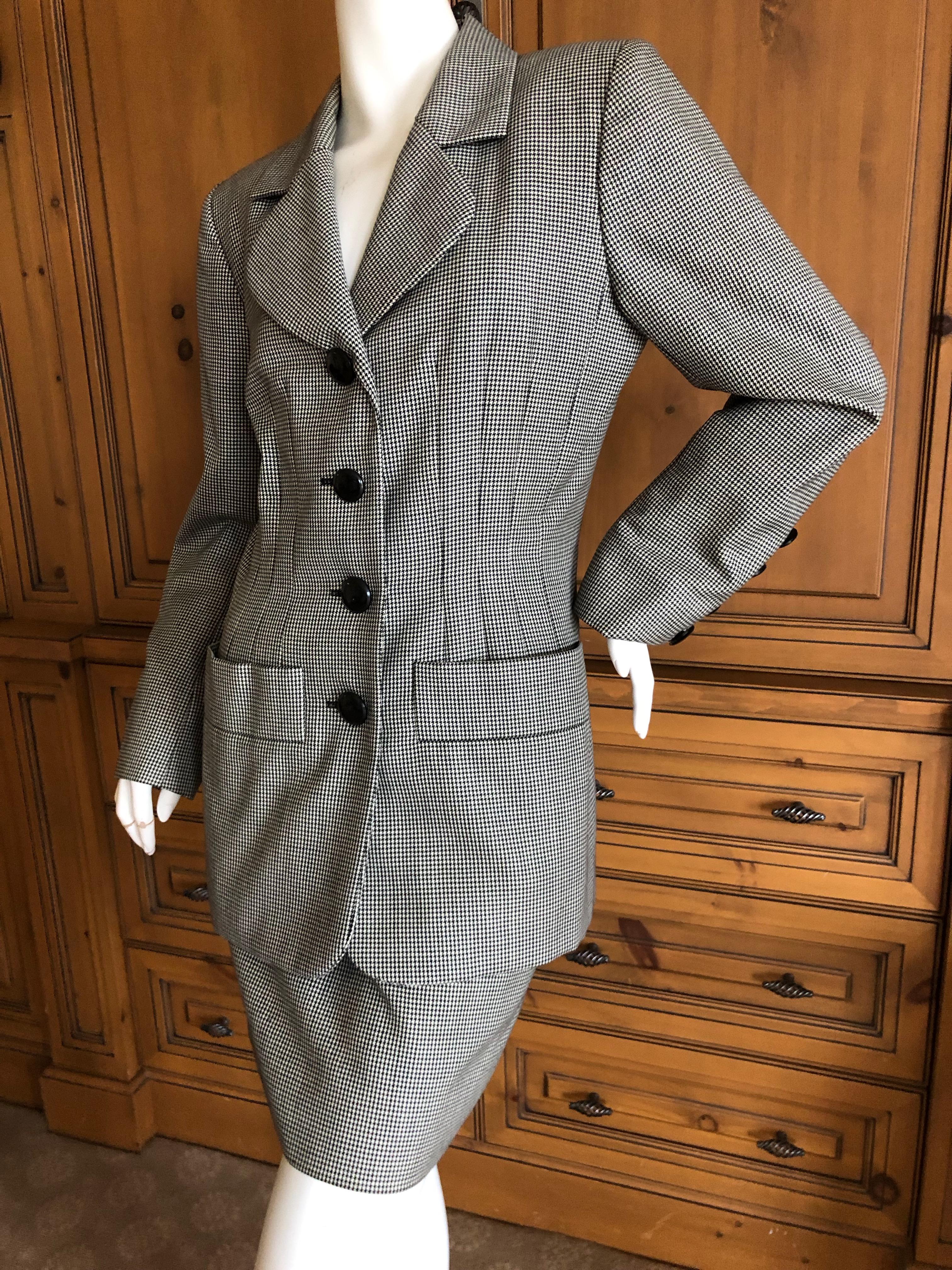 Gray Yves Saint Laurent Rive Guache Vintage 1980's Houndstooth Suit For Sale