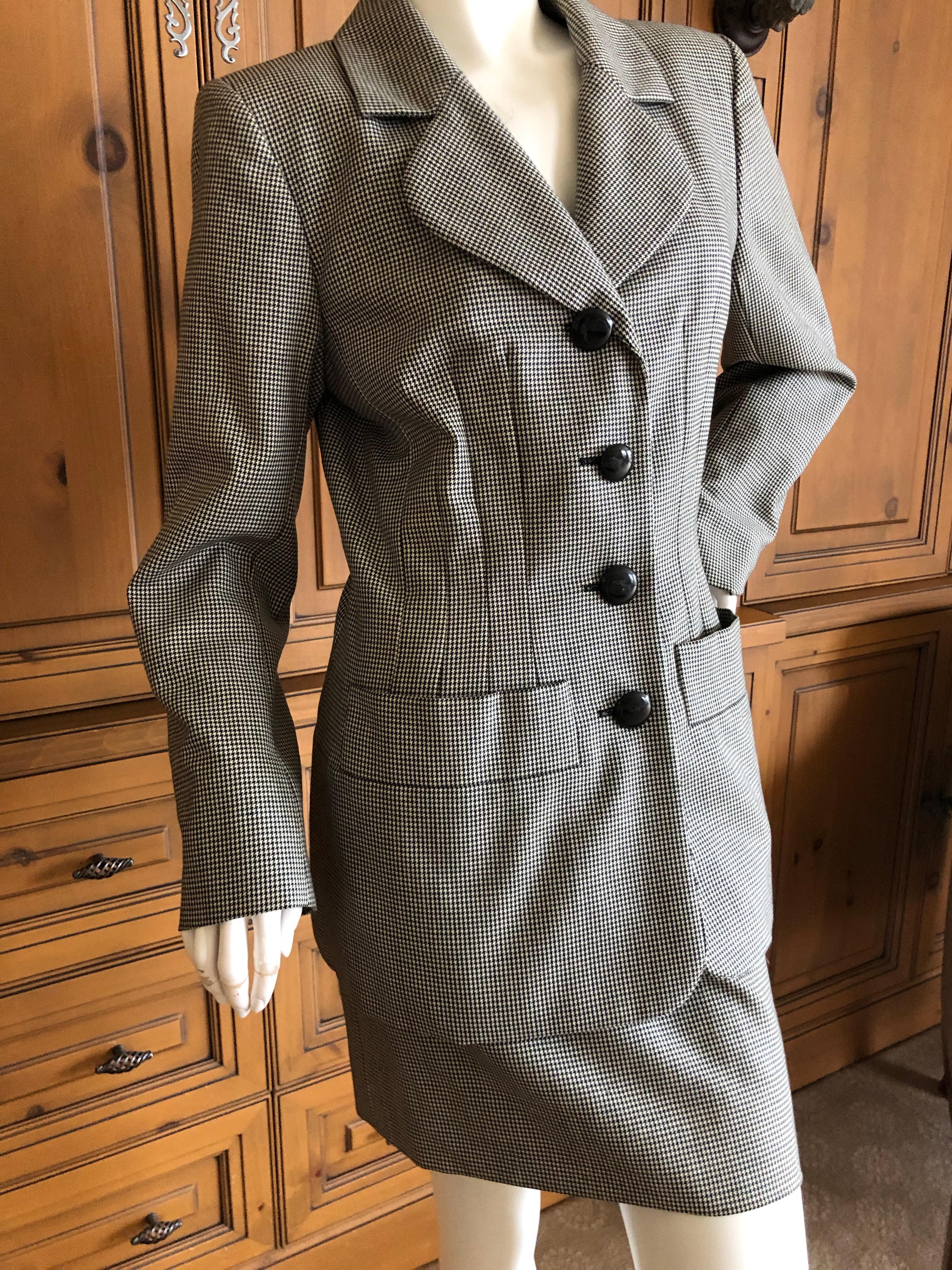 Yves Saint Laurent Rive Guache Vintage 1980's Houndstooth Suit For Sale 2