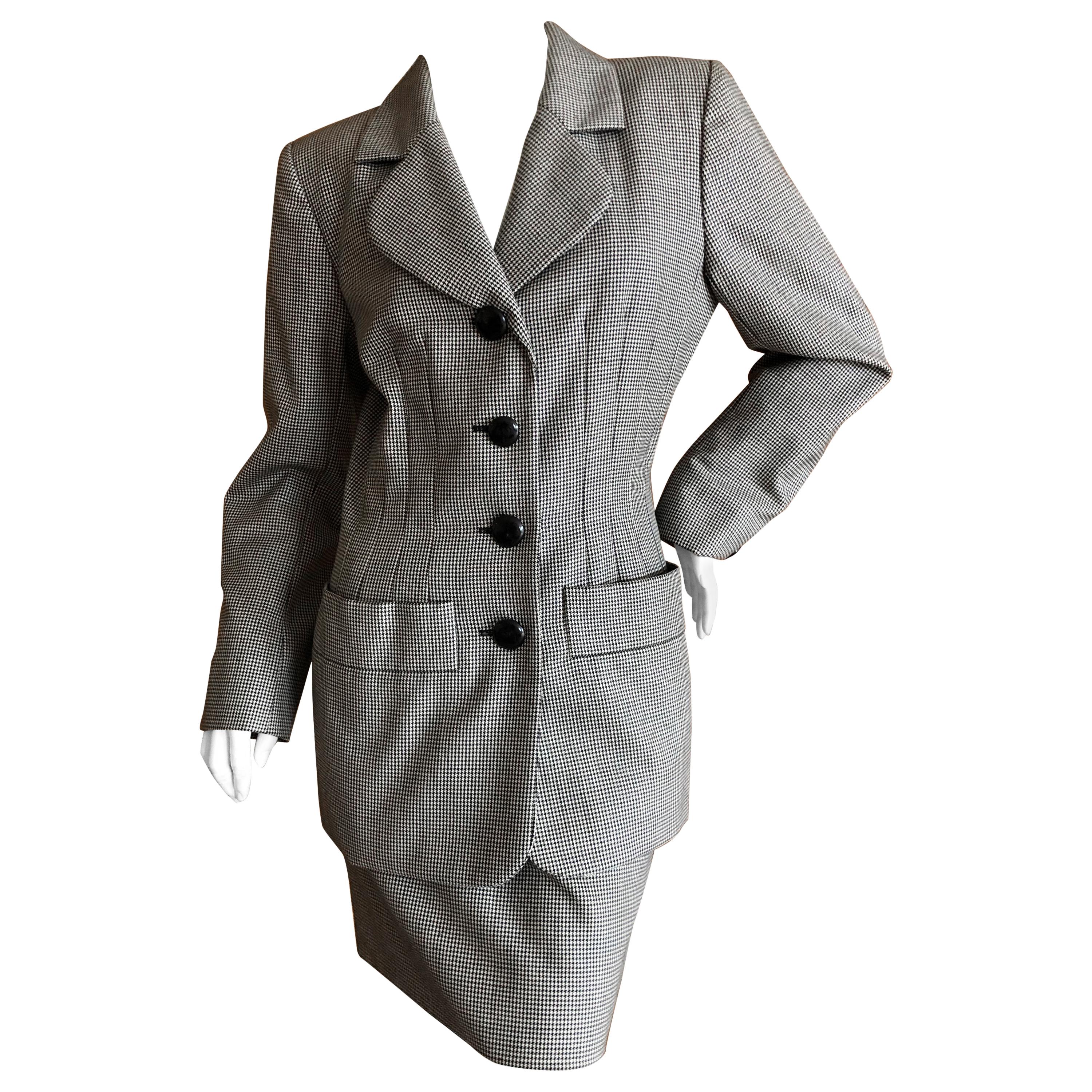 Yves Saint Laurent Rive Guache Vintage 1980's Houndstooth Suit For Sale