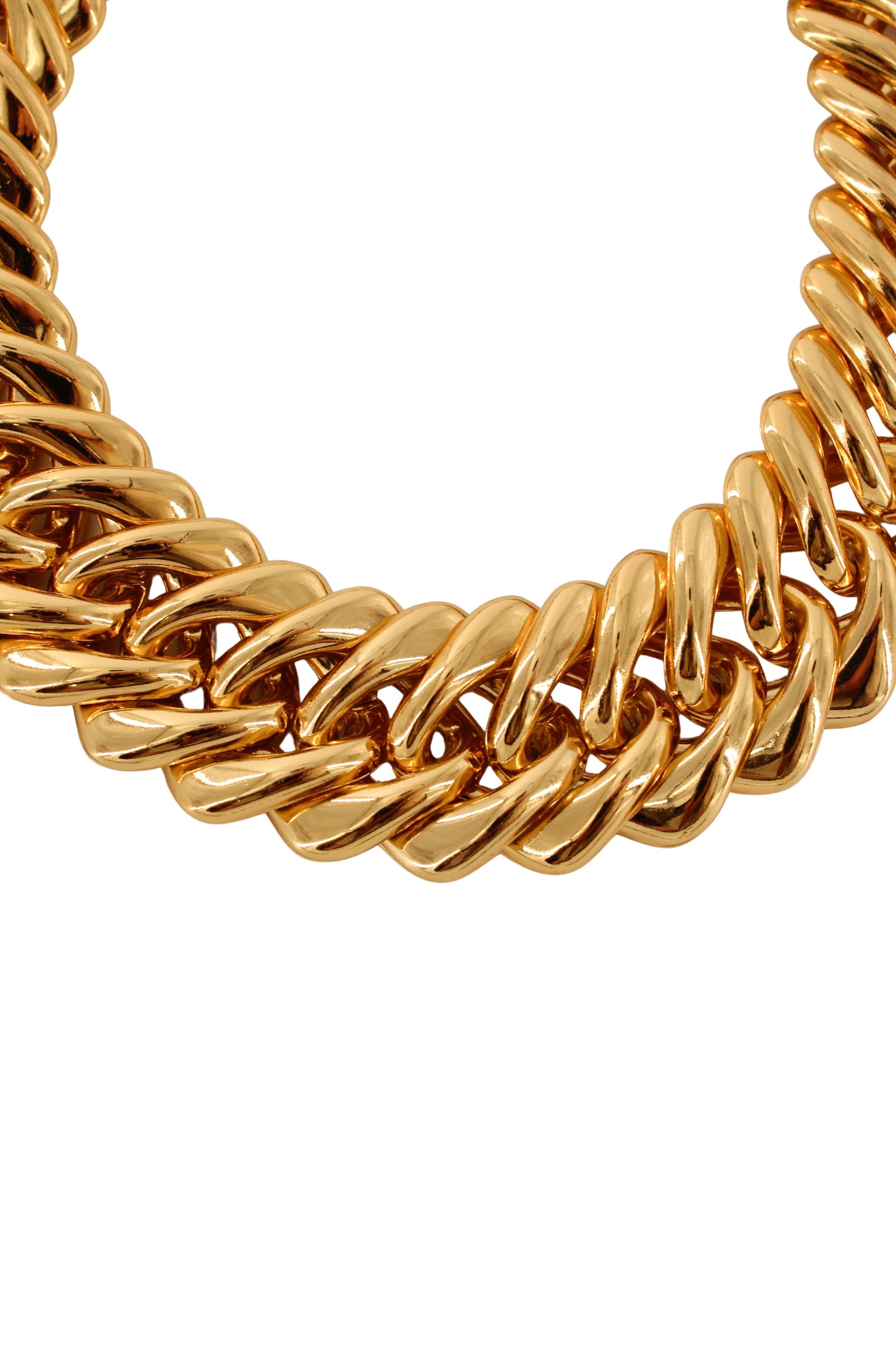 Oro Yves Saint Laurent Robert Goosens - Collana a girocollo Extra Chunky placcata oro anni 80 in vendita