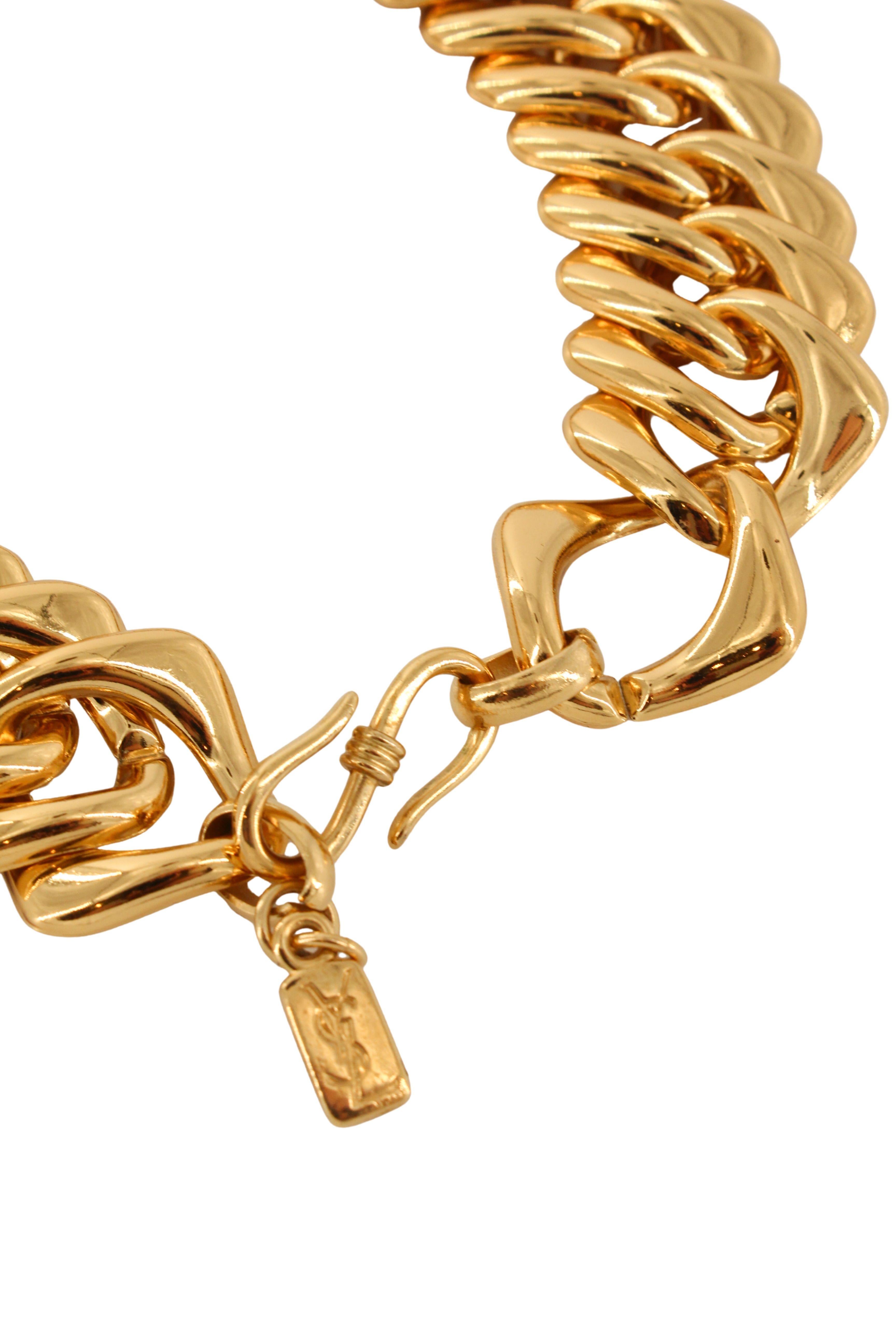 da uomo o donna Yves Saint Laurent Robert Goosens - Collana a girocollo Extra Chunky placcata oro anni 80 in vendita