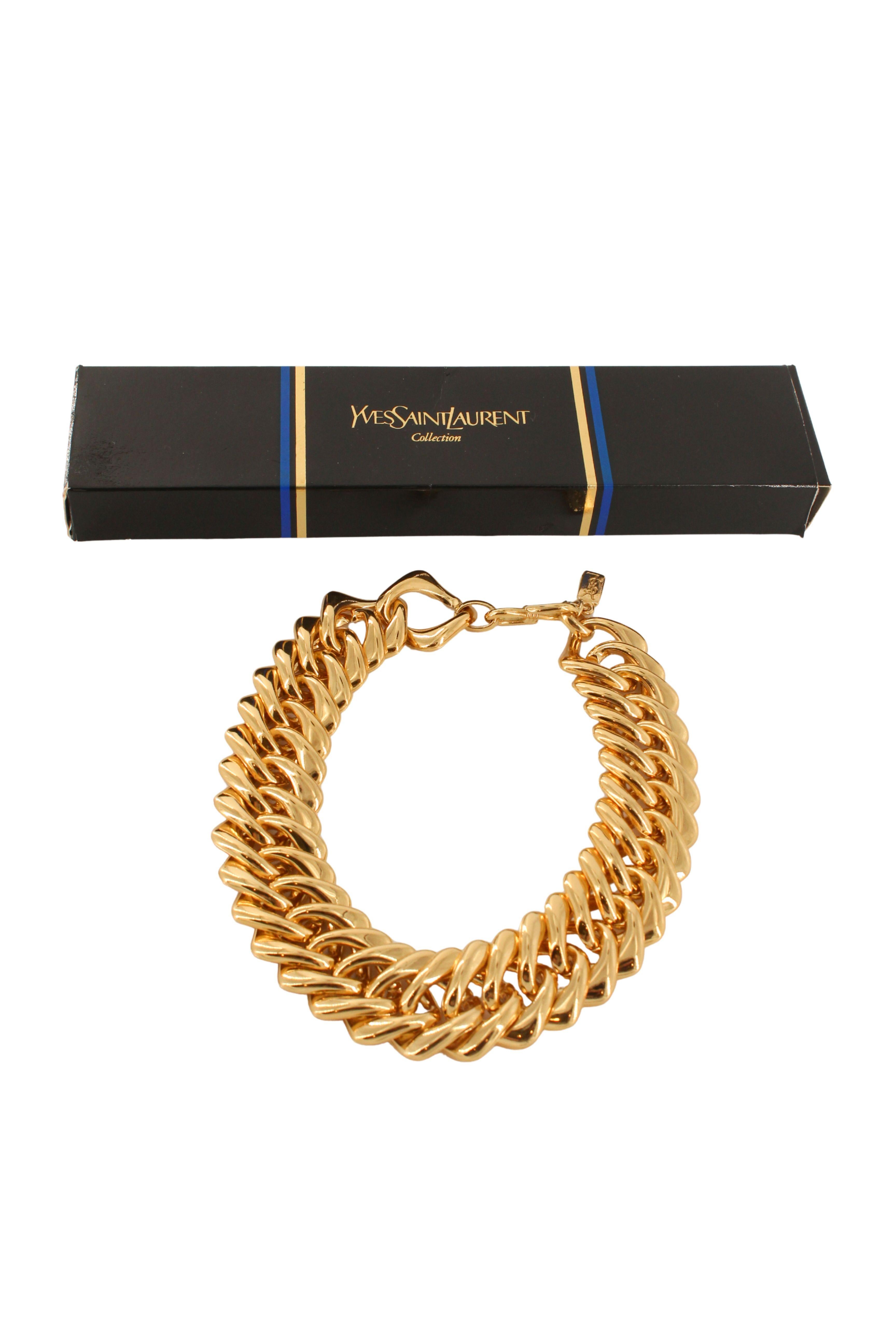 Yves Saint Laurent Robert Goosens - Collana a girocollo Extra Chunky placcata oro anni 80 in vendita 3