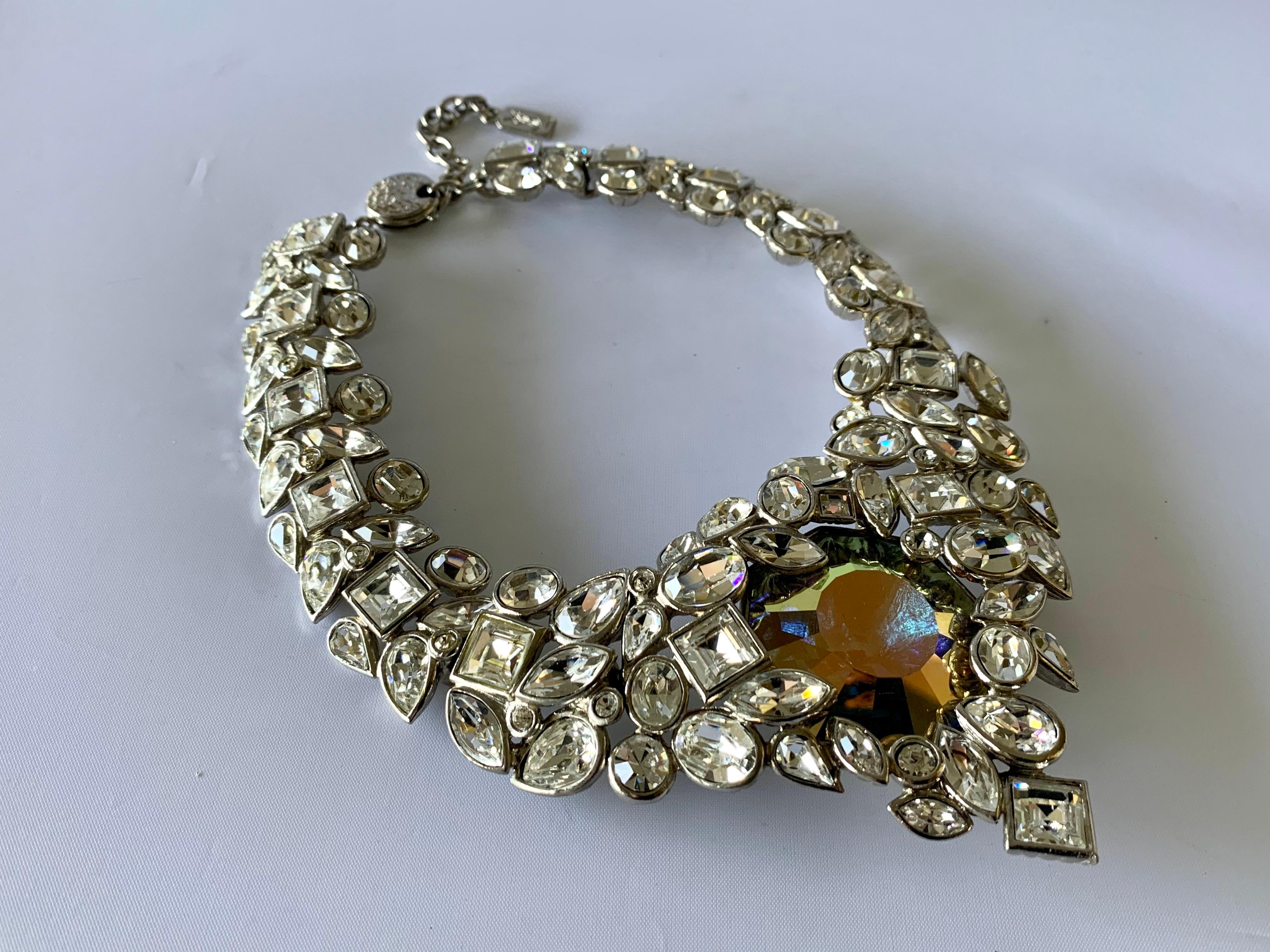 YVES SAINT LAURENT Robert Goossens Diamante Jeweled Runway Necklace In Excellent Condition In Palm Springs, CA