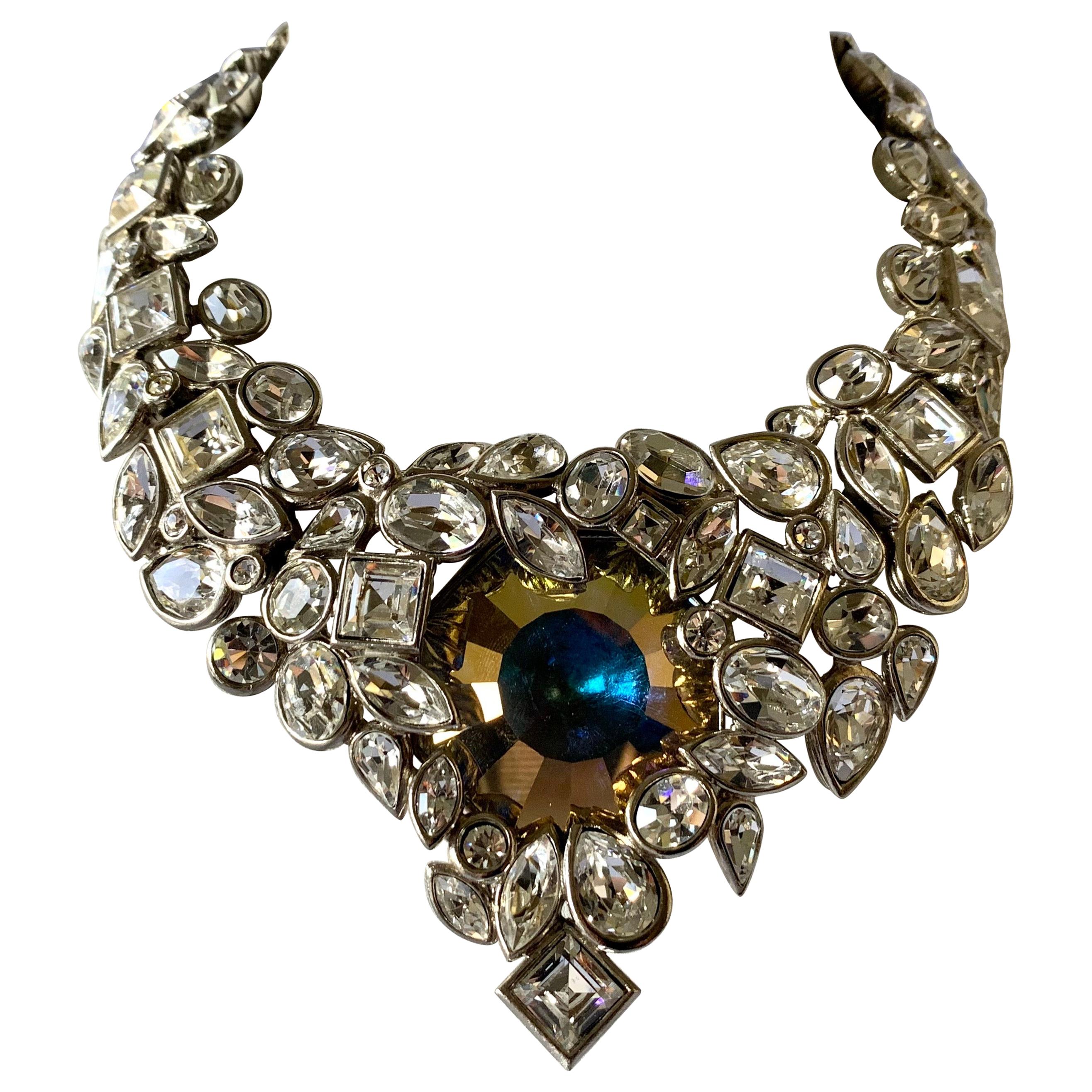 YVES SAINT LAURENT Robert Goossens Diamante Jeweled Runway Necklace