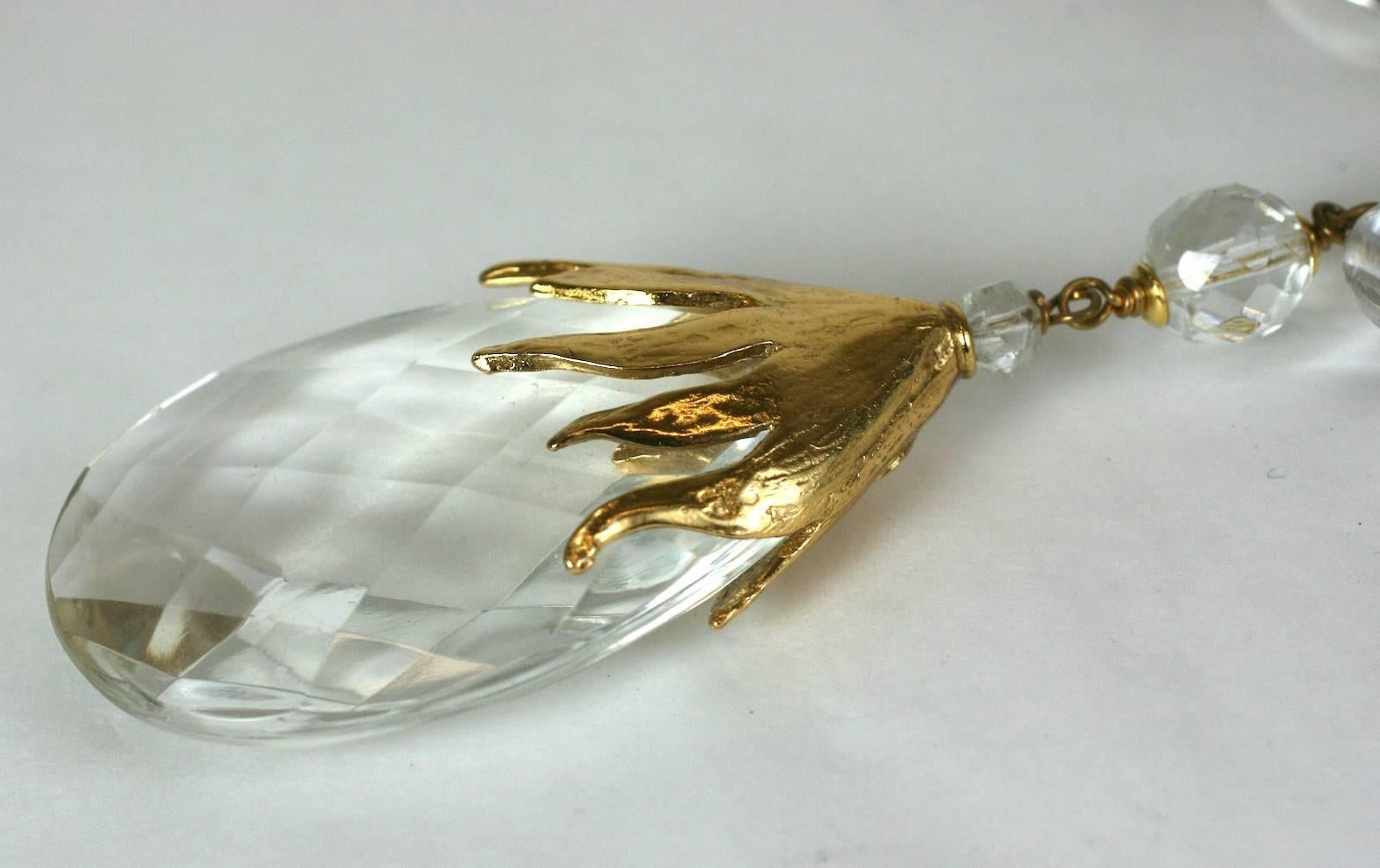Perle Collier à pendentifs en cristal de roche, Yves Saint Laurent, Maison Goossens            en vente