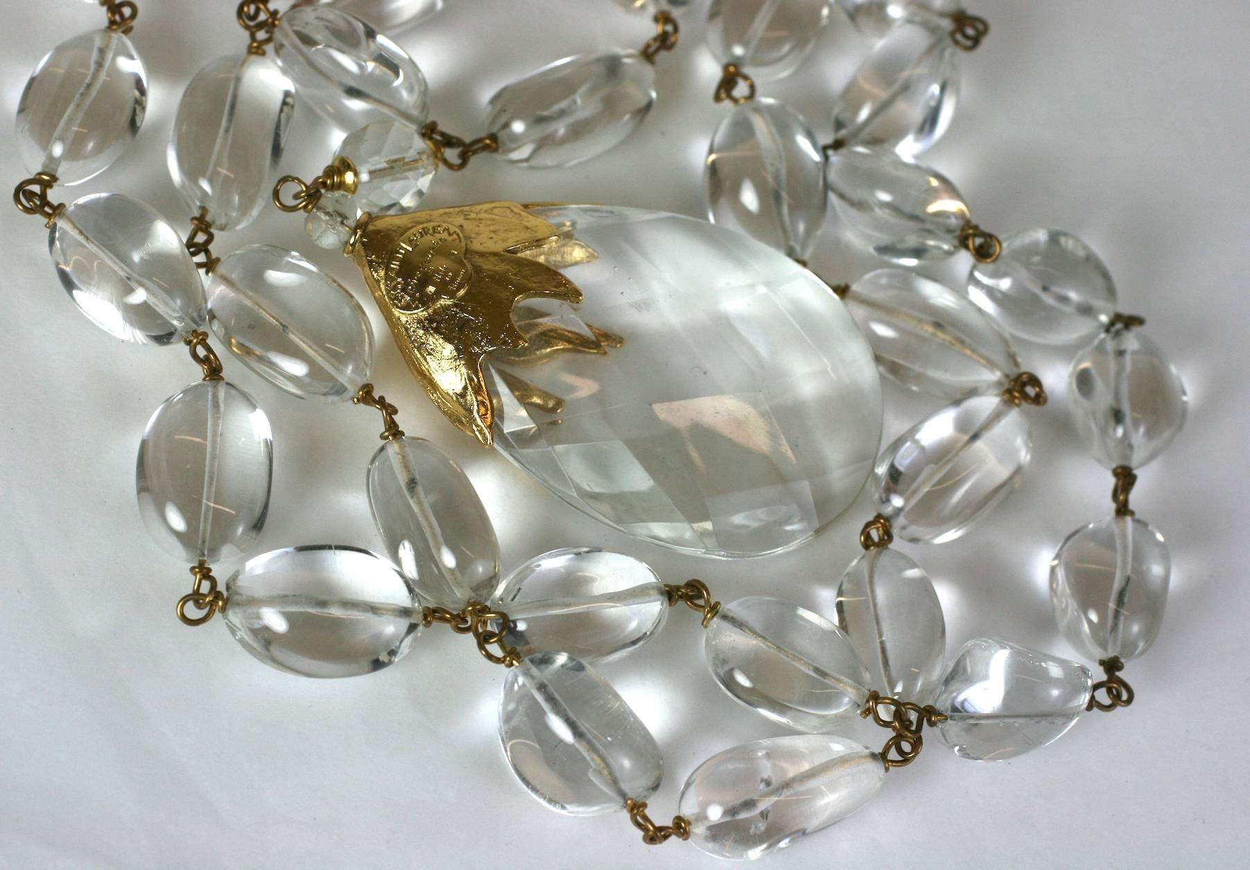 Collier à pendentifs en cristal de roche, Yves Saint Laurent, Maison Goossens            Excellent état - En vente à New York, NY