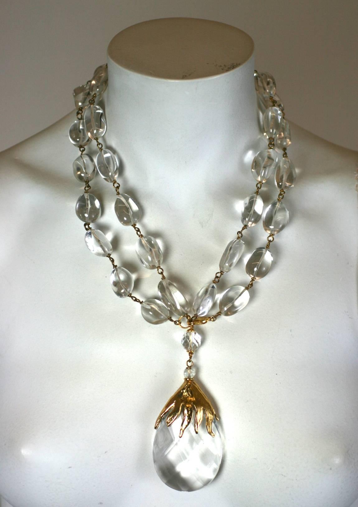 Collier à pendentifs en cristal de roche, Yves Saint Laurent, Maison Goossens            Pour femmes en vente