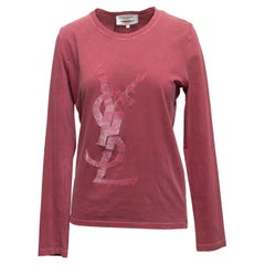 Yves Saint Laurent Rose Logo Long Sleeve T-Shirt