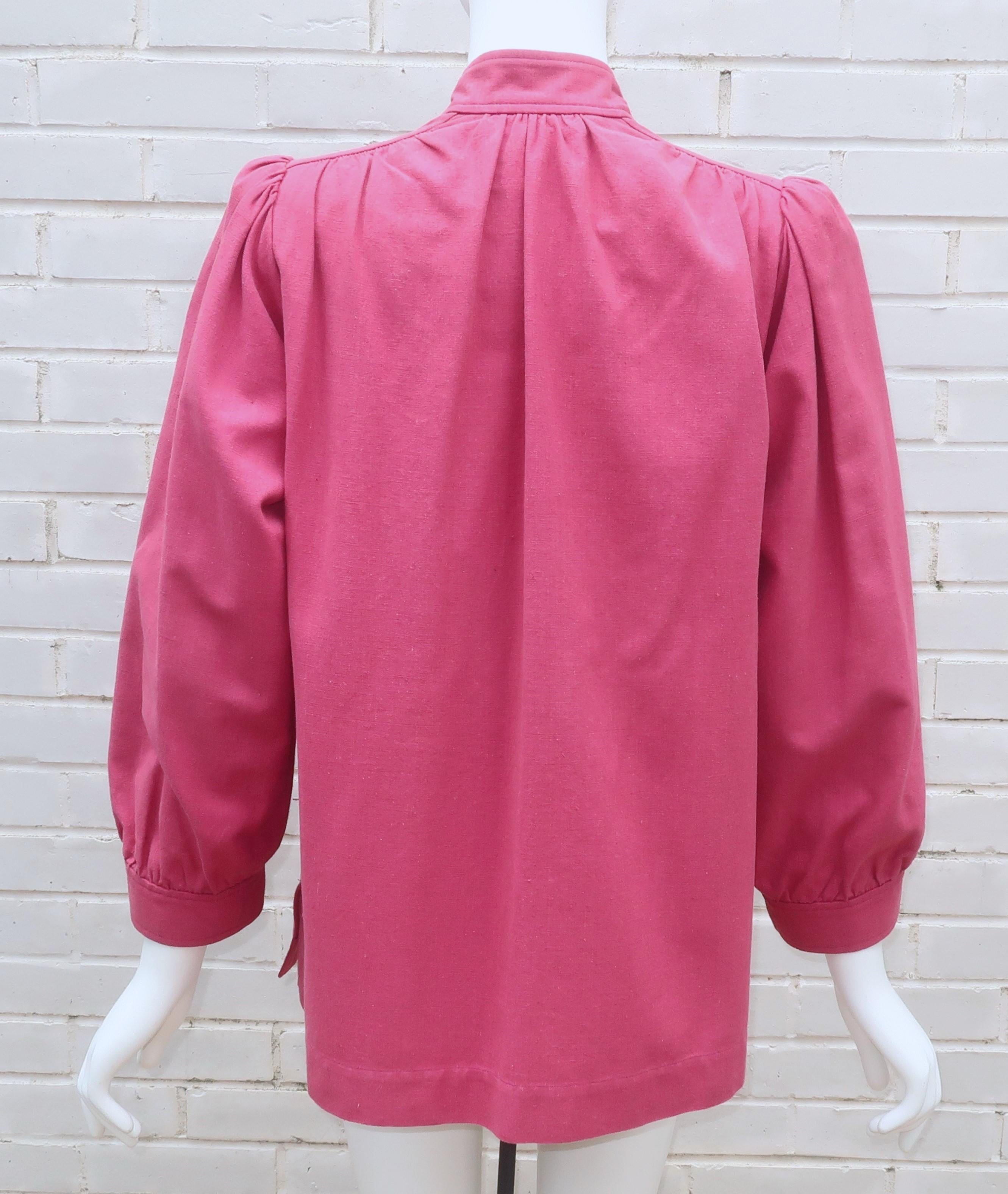 Yves Saint Laurent Rose Pink Cotton Canvas Jacket, 1970's For Sale 6