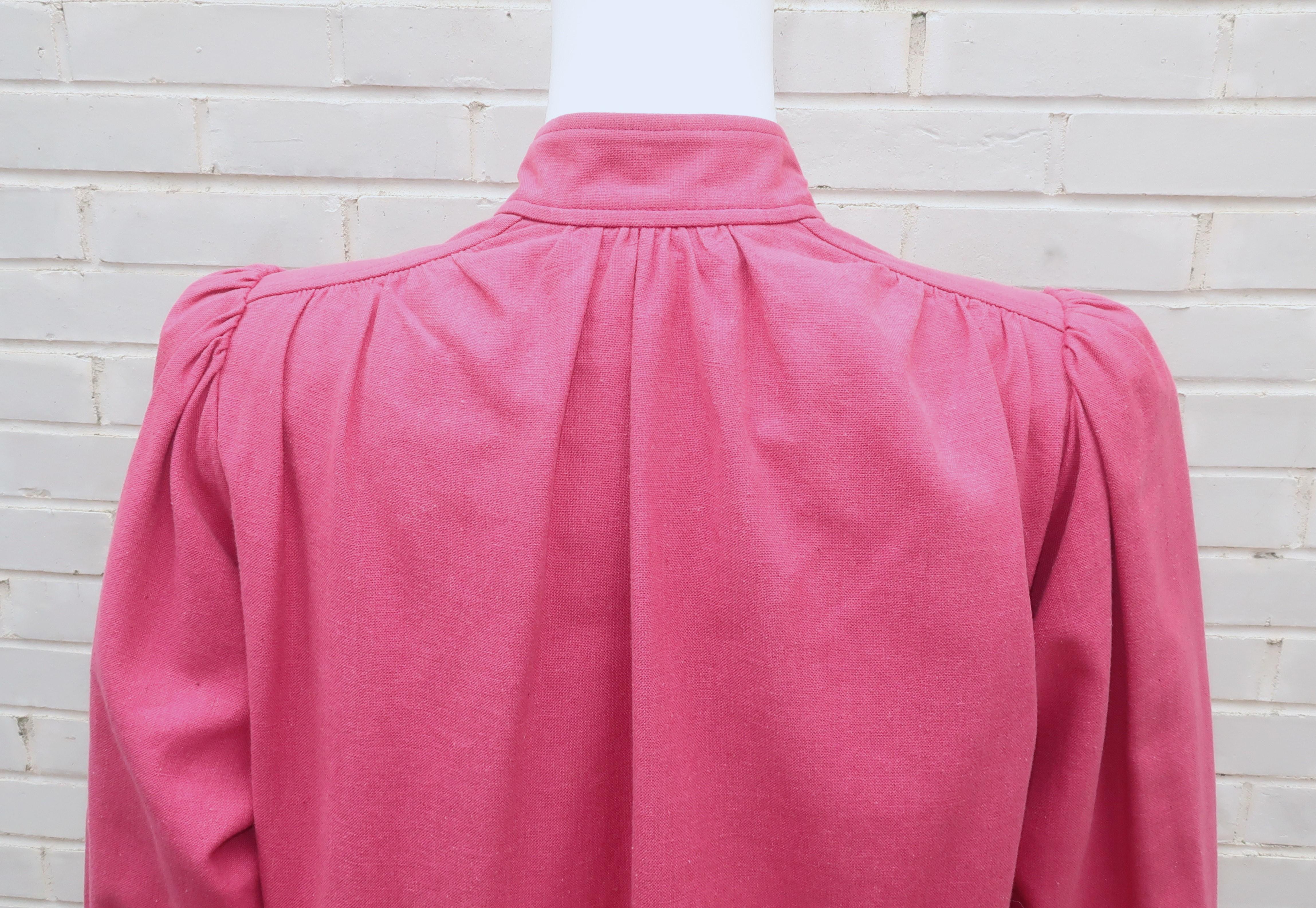 Yves Saint Laurent Rose Pink Cotton Canvas Jacket, 1970's For Sale 7