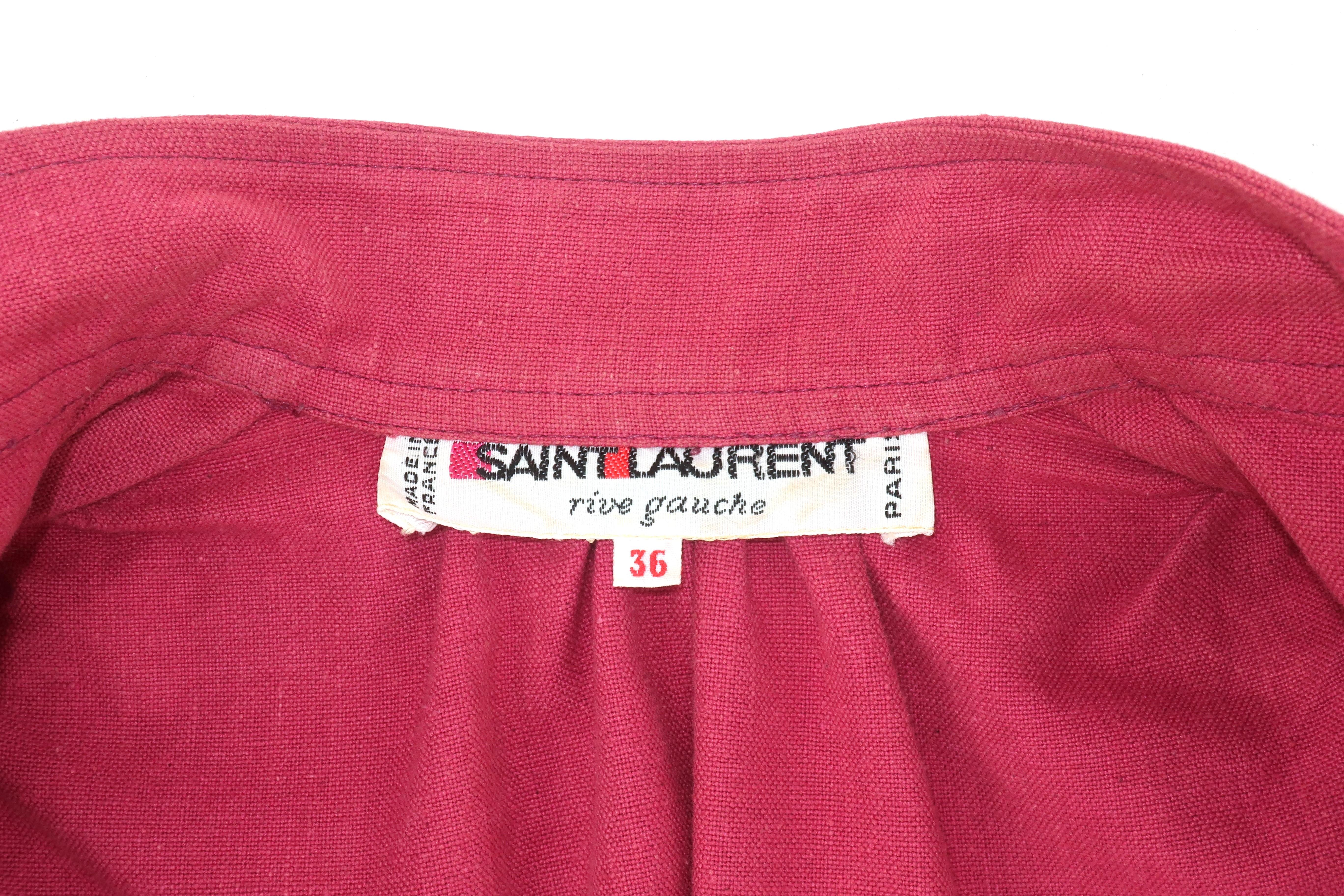 Yves Saint Laurent Rose Pink Cotton Canvas Jacket, 1970's For Sale 8