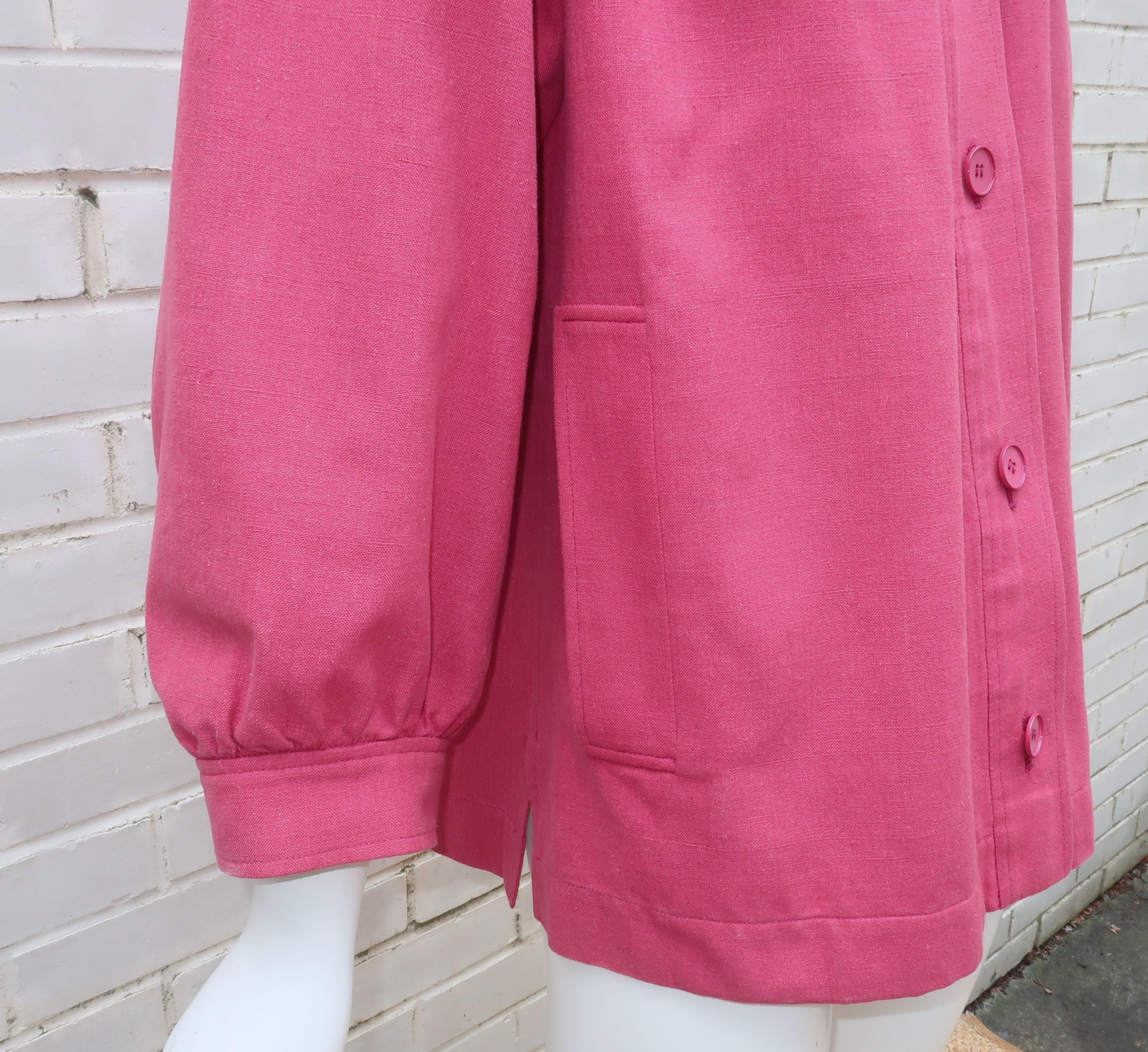 Yves Saint Laurent Rose Pink Cotton Canvas Jacket, 1970's For Sale 1