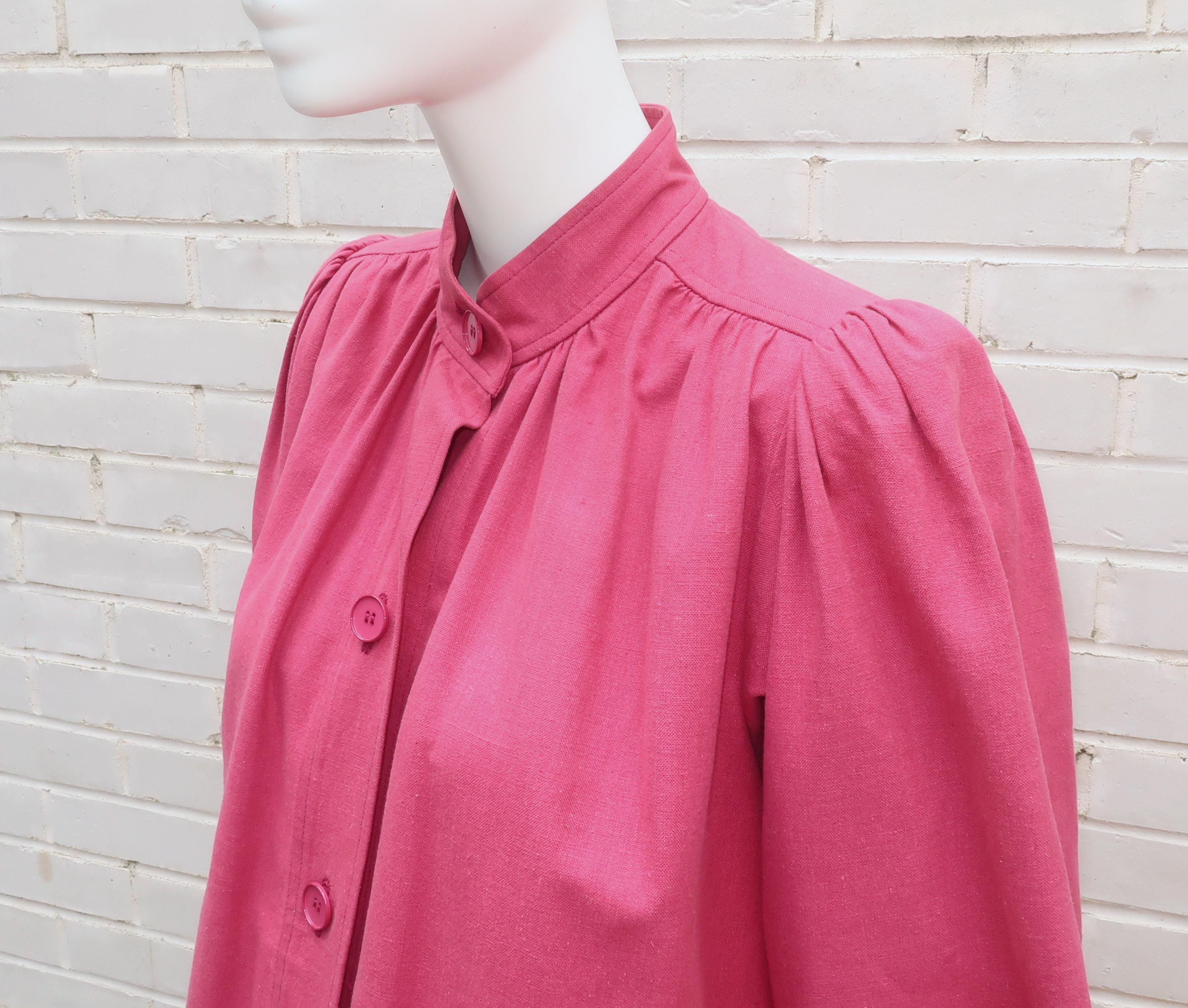 Yves Saint Laurent Rose Pink Cotton Canvas Jacket, 1970's For Sale 3