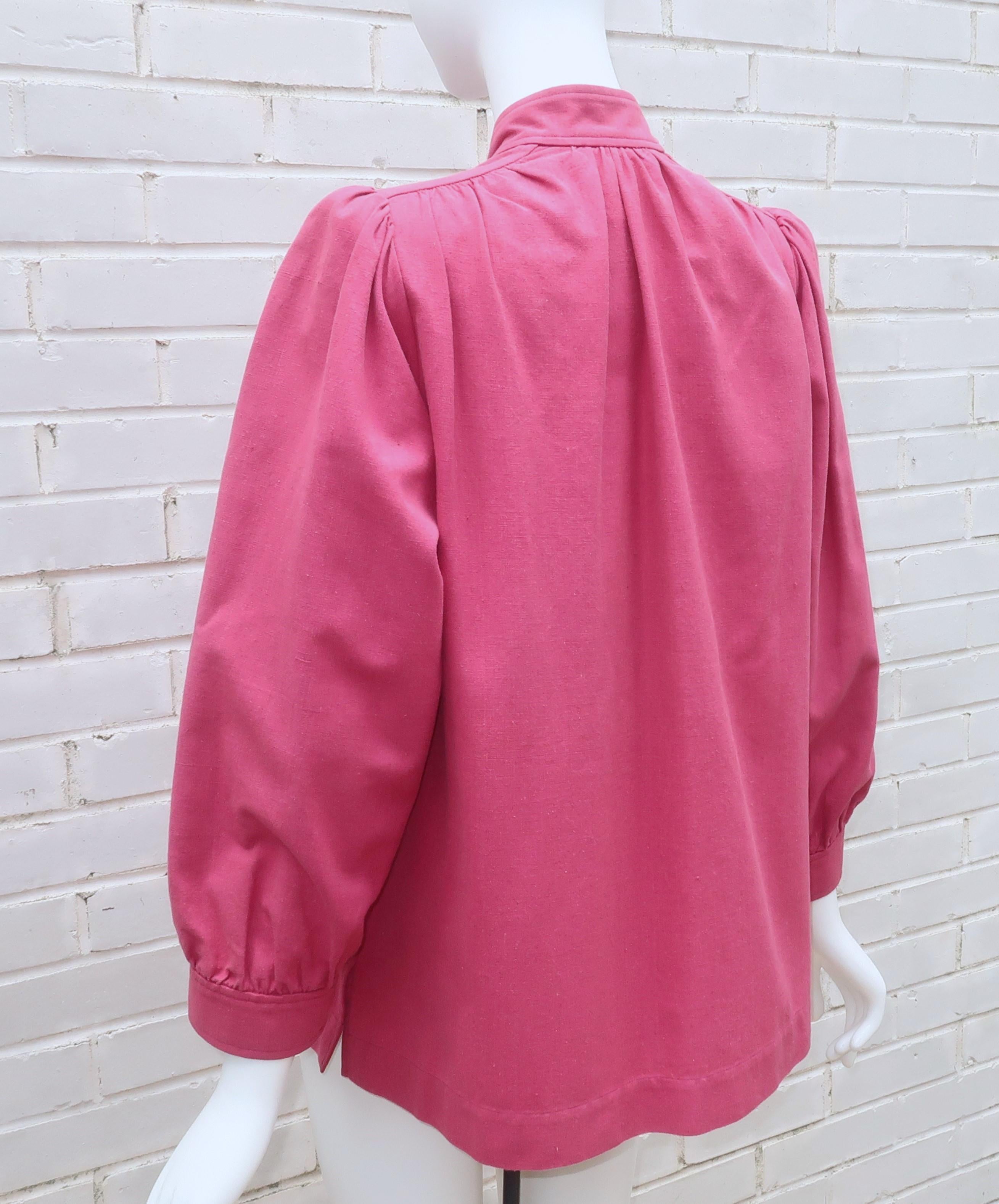 Yves Saint Laurent Rose Pink Cotton Canvas Jacket, 1970's For Sale 5