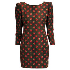 Yves Saint Laurent Roses-Printed Moire Cocktail Dress, c. 1989-1992