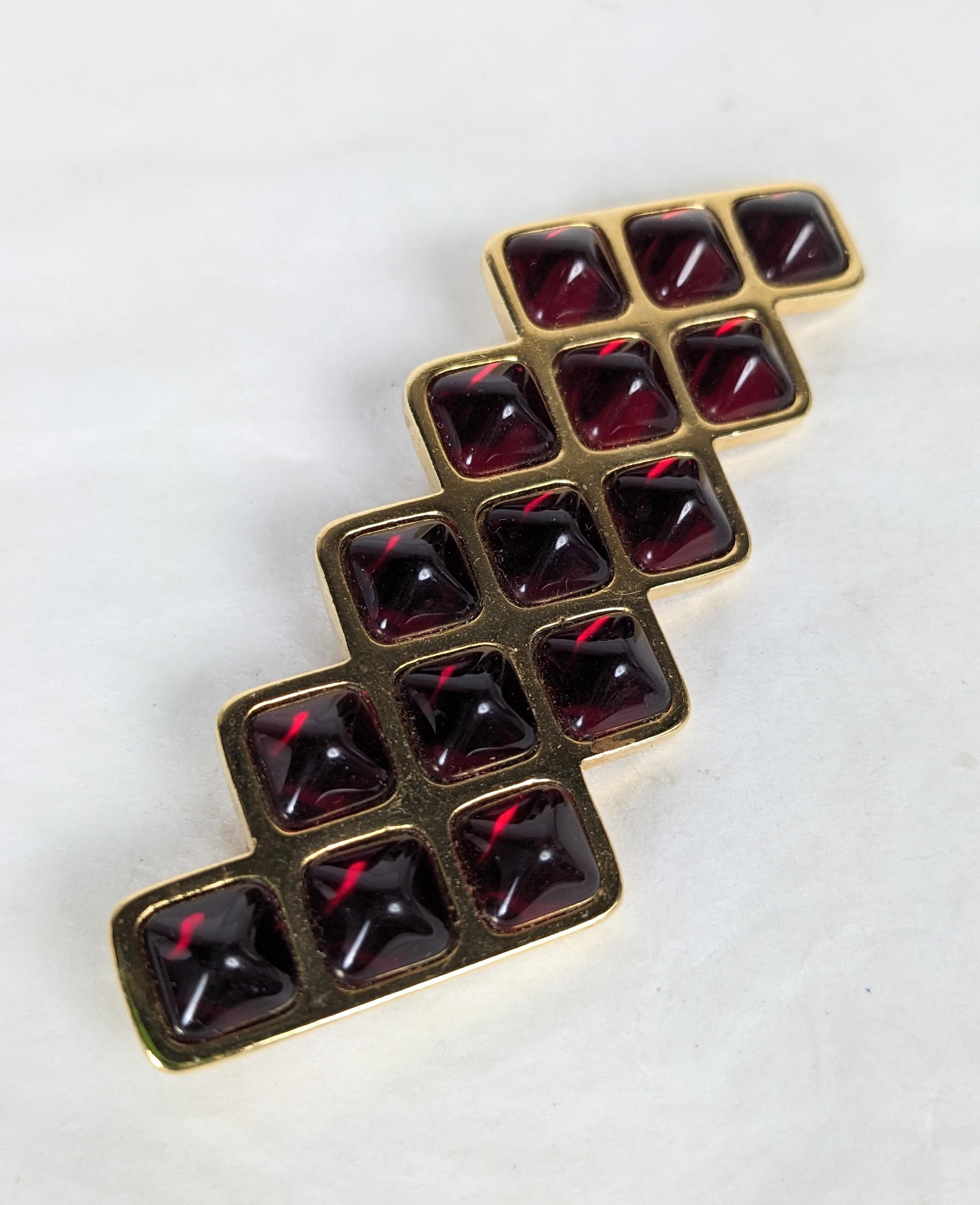 Art Deco Yves Saint Laurent Ruby Bullet Cab Brooch For Sale