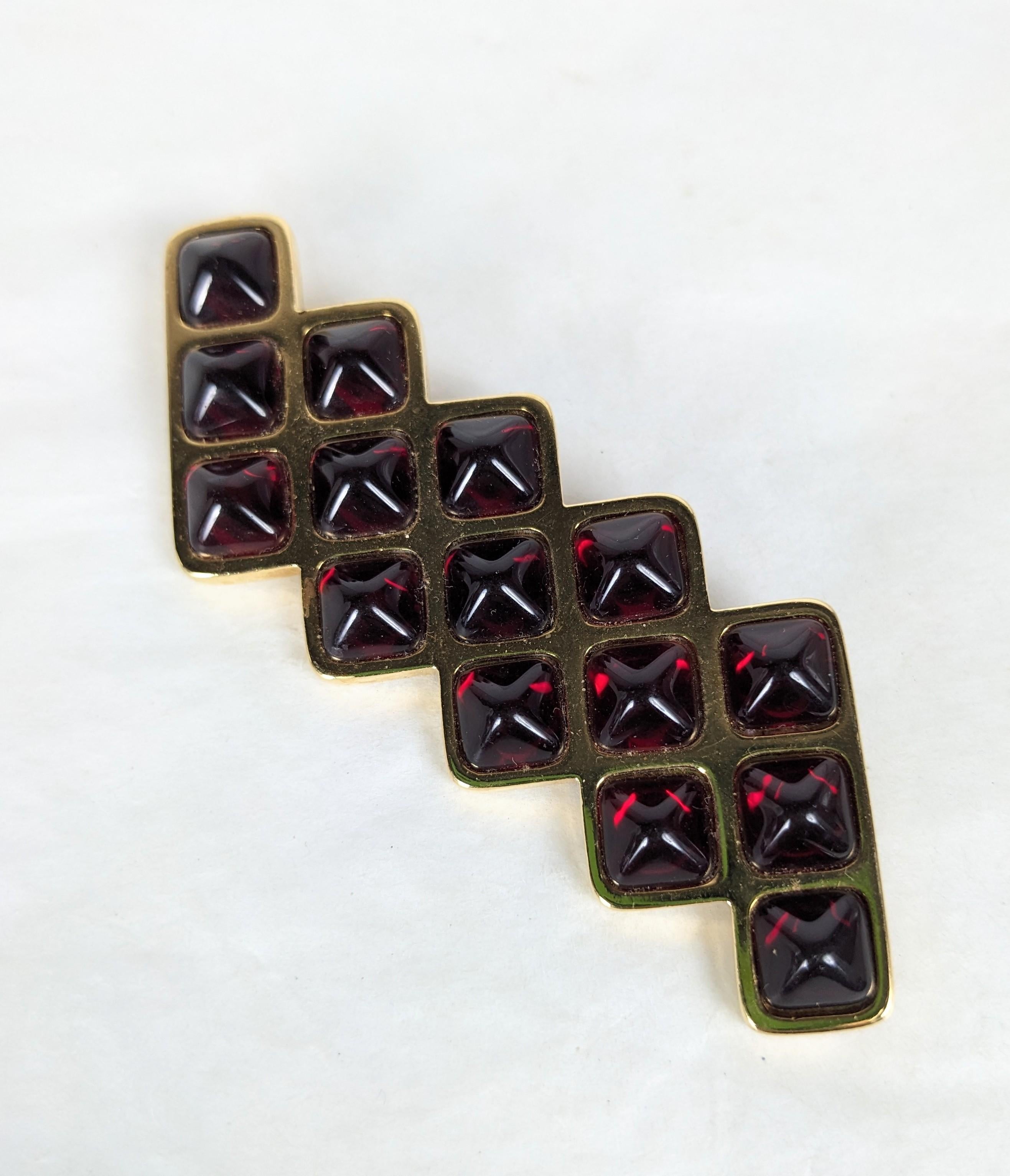 Yves Saint Laurent Ruby Bullet Cab Brooch In Excellent Condition For Sale In New York, NY