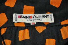 Yves Saint Laurent Ruffled Black w/Warm Brown Silk Dress