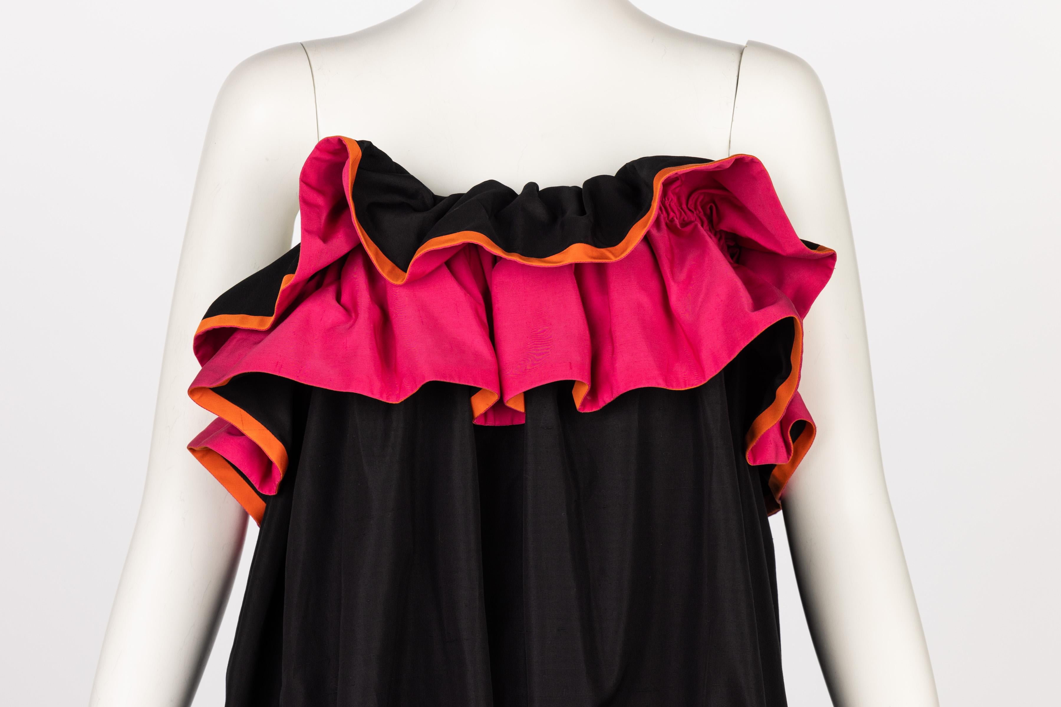 Yves Saint Laurent Runway Balck & Pink Flamenco Dress YSL , Spring 2011 For Sale 6