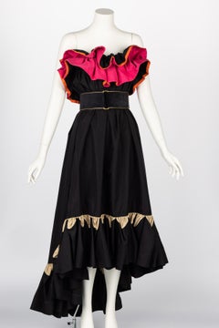 Yves Saint Laurent Runway Balck & Pink Flamenco Dress YSL , Spring 2011