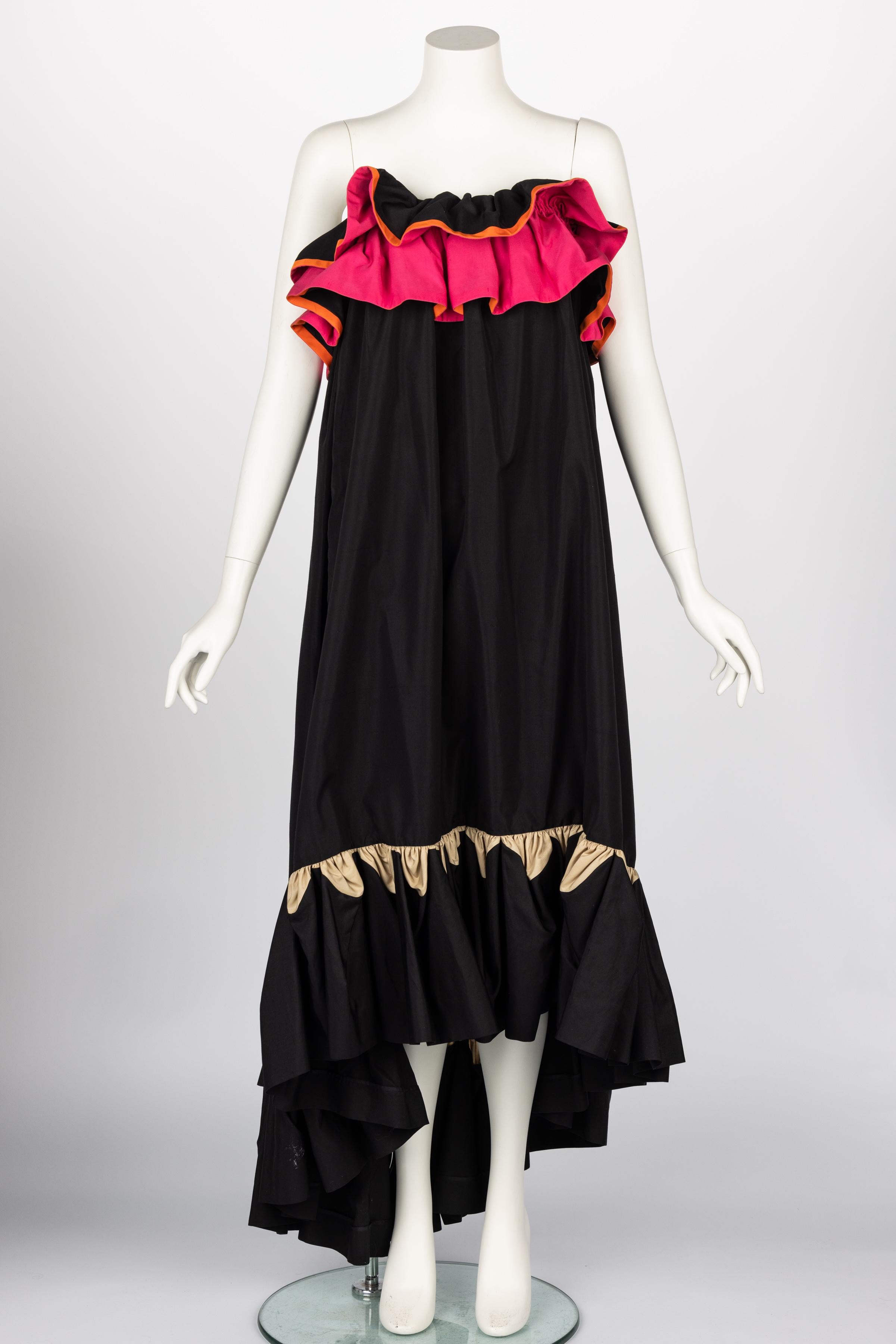 Yves Saint Laurent Runway Balck & Pink Flamenco Dress YSL , Spring 2011 For Sale 3