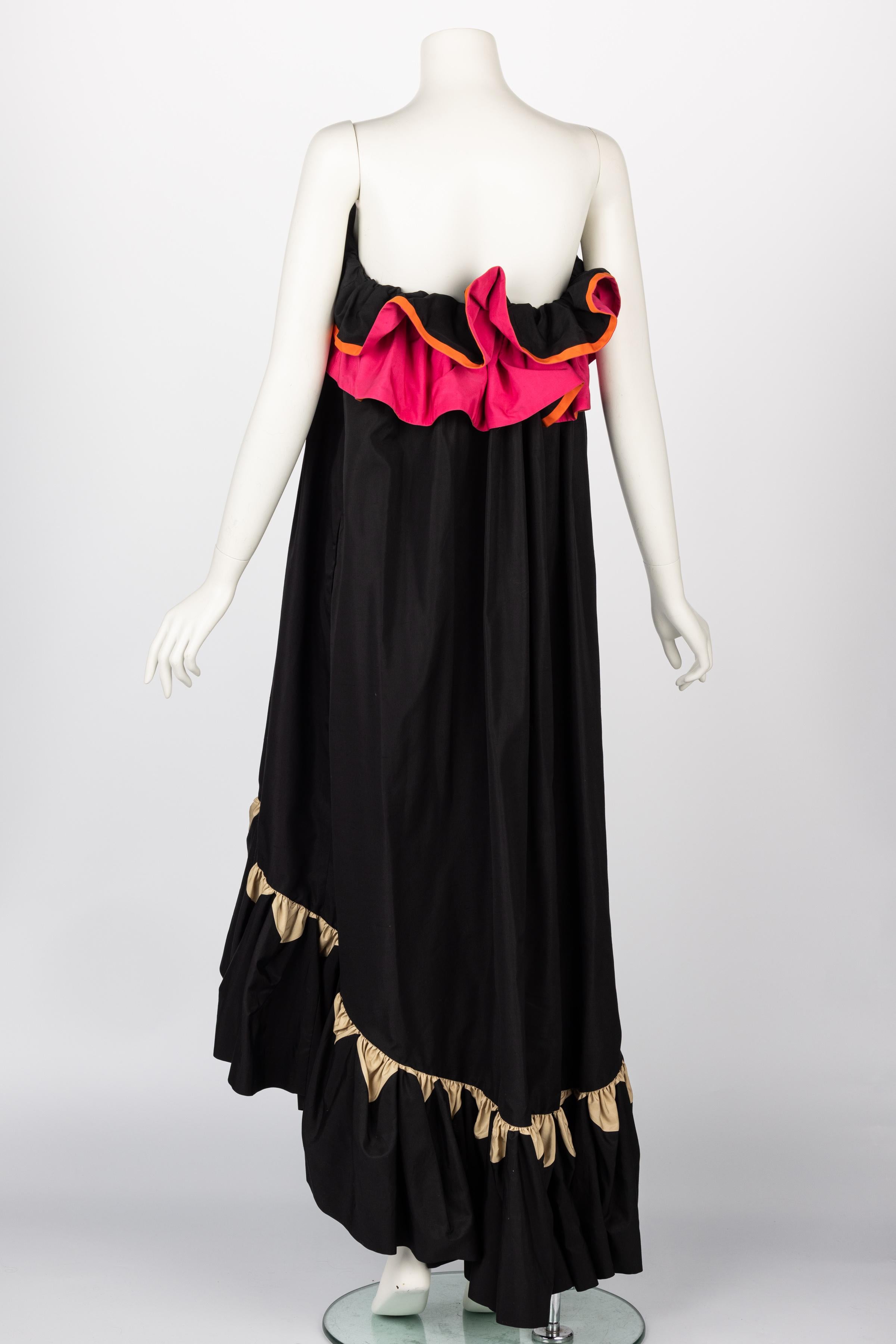 Yves Saint Laurent Runway Balck & Pink Flamenco Dress YSL , Spring 2011 5