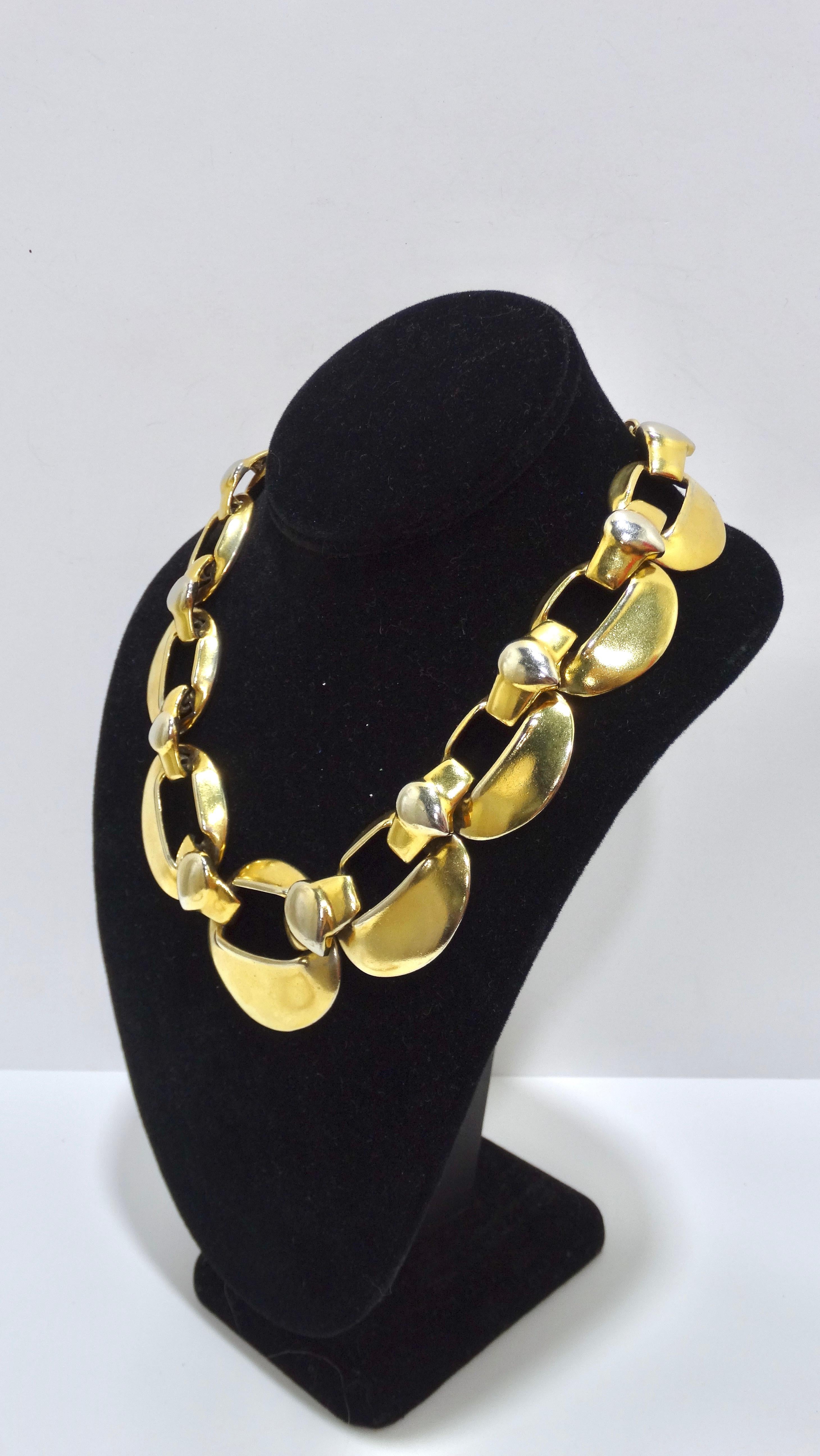 Women's or Men's Yves Saint Laurent Runway Chunky Gold Link Necklace For Sale