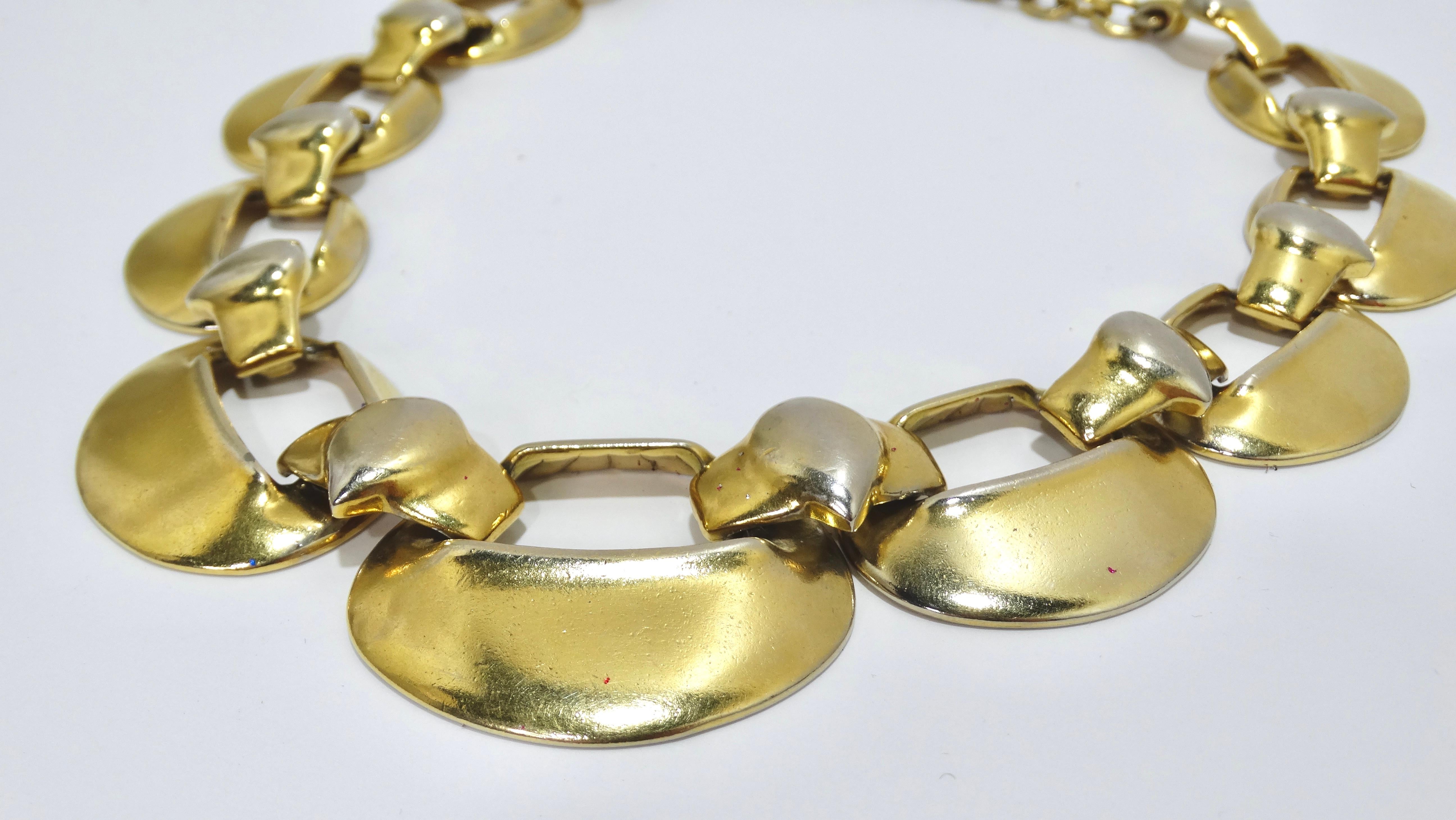 Yves Saint Laurent Runway Chunky Gold Link Necklace For Sale 2