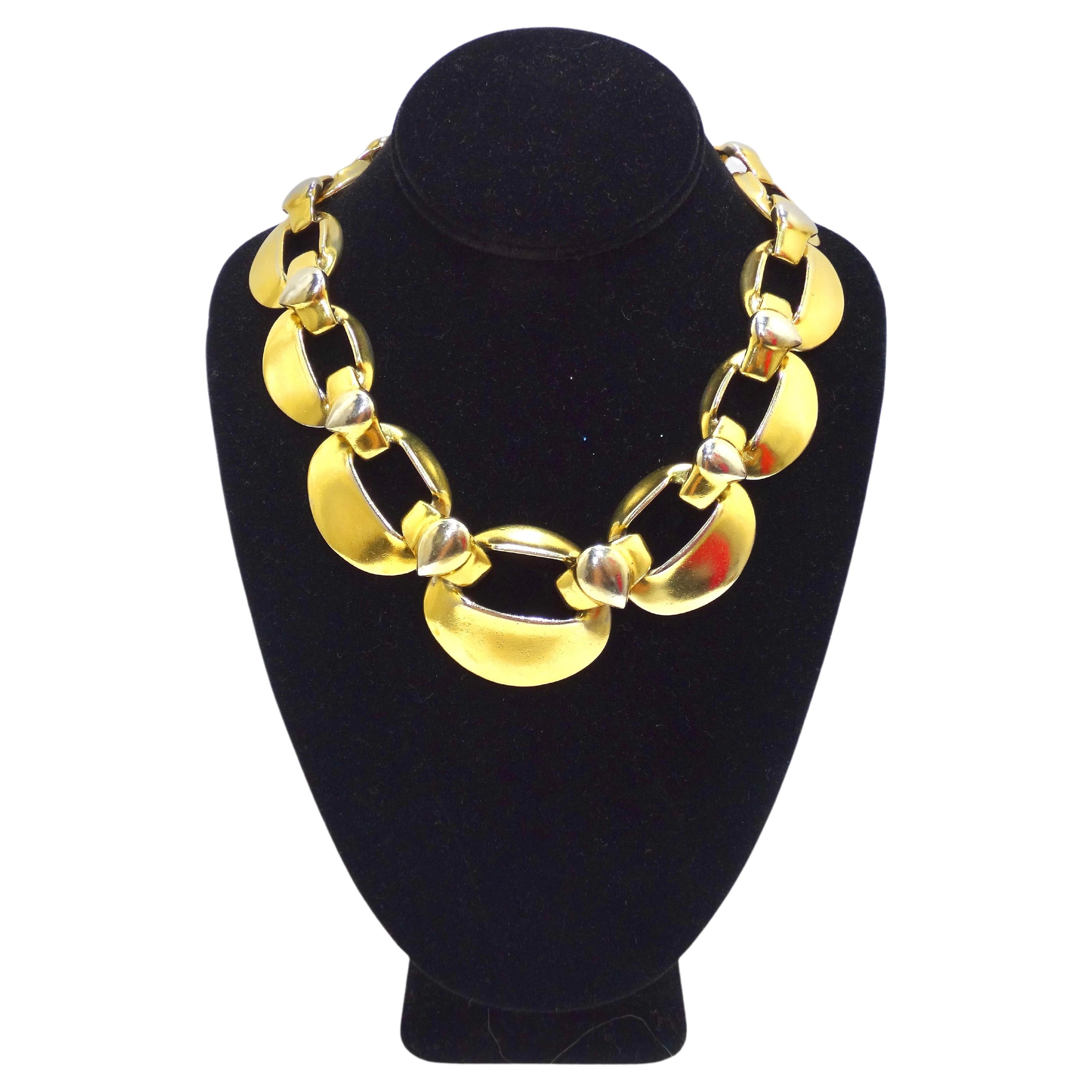 Yves Saint Laurent Runway Chunky Gold Link Necklace For Sale