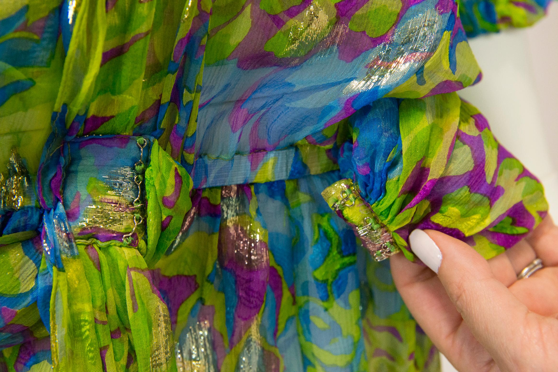 Yves Saint Laurent Runway Floral-Print Silk Chiffon Mini Dress Or Top, SS 1990 13