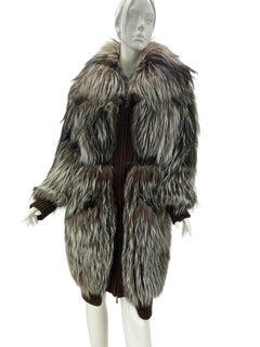 Yves Saint Laurent Runway Oversized Fox Fur Wool & Cashmere Coat Fr. 44