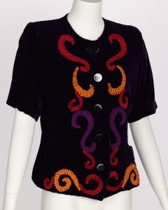 Yves saint Laurent Runway Purple Velvet Embroidered Jacket  YSL 1989