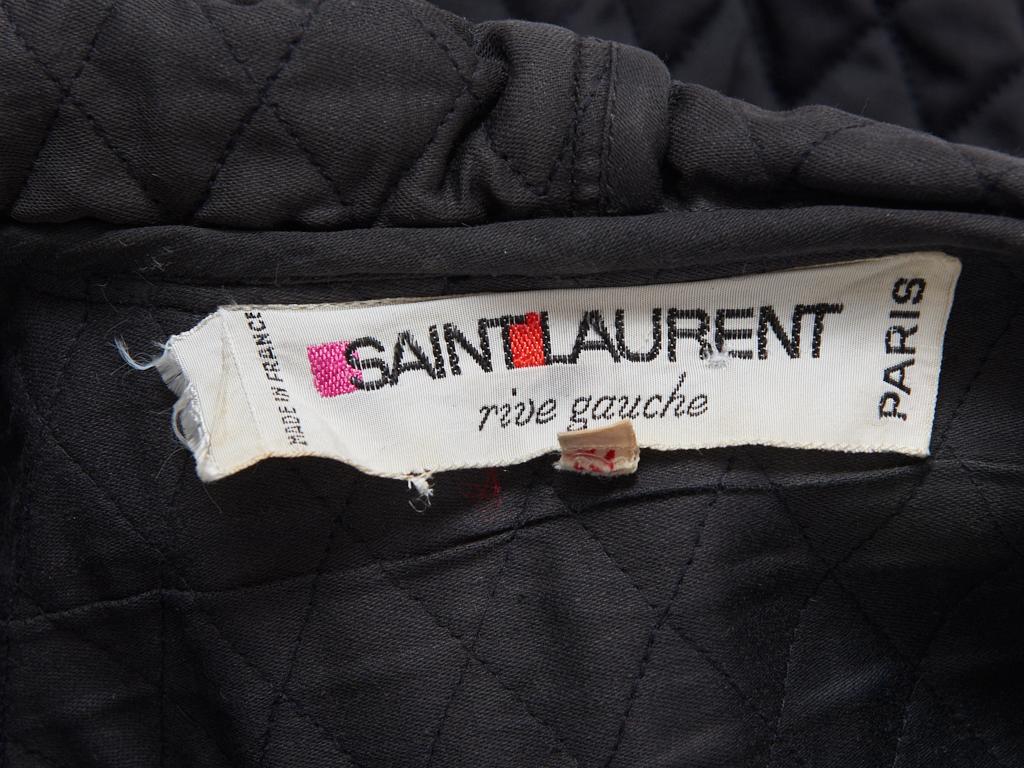 Black Yves Saint Laurent Russian Collection Quilted Coat