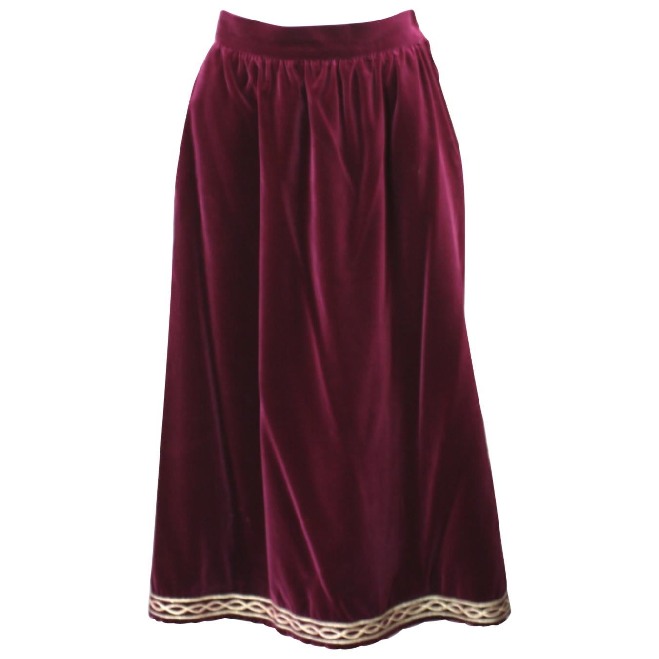 Yves Saint Laurent Russian Collection Velvet Skirt For Sale