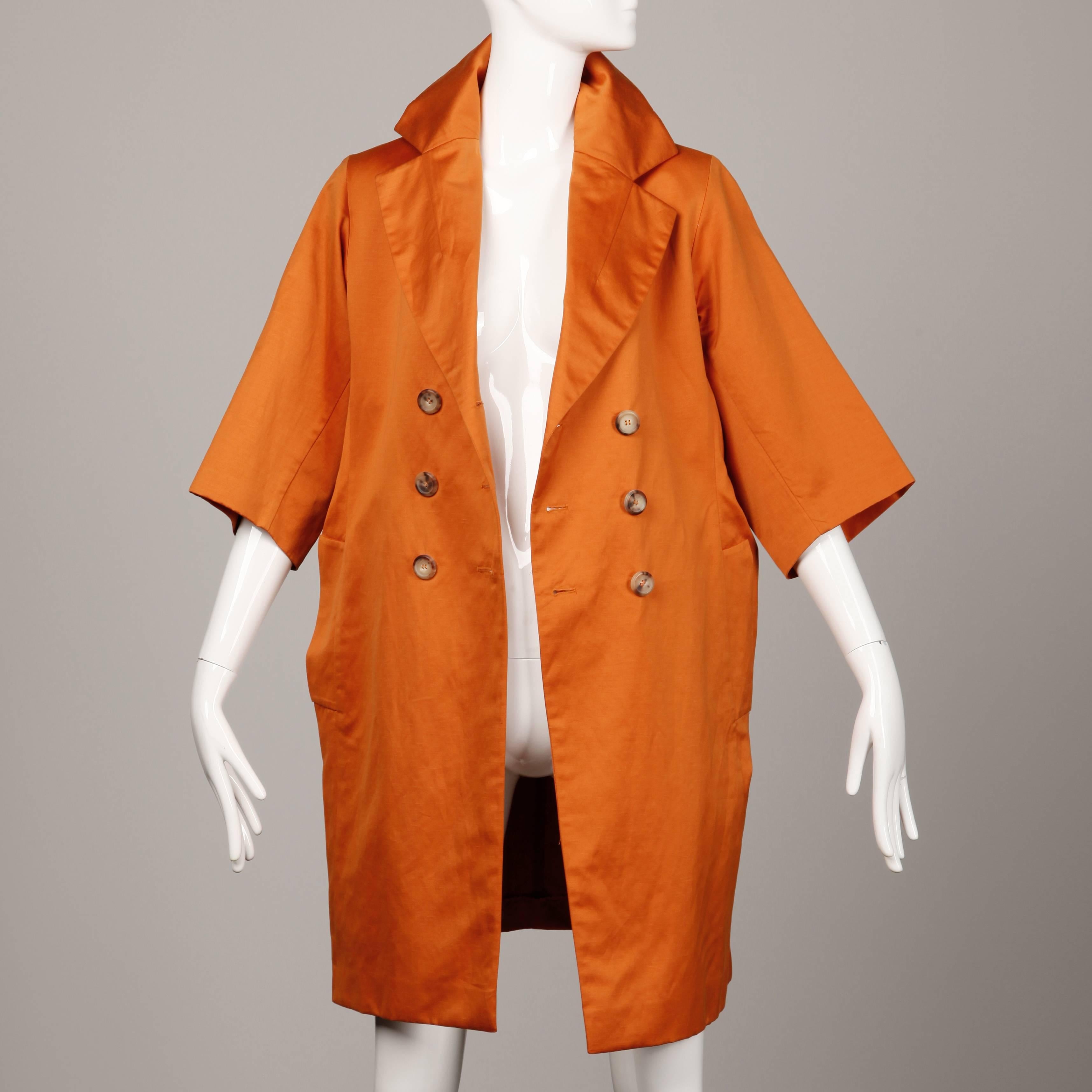 Yves Saint Laurent Rust/ Orange Fall Trench Coat Jacket For Sale 1