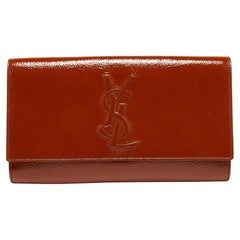 Yves Saint Laurent Rust Patent Leather Belle De Jour Flap Clutch