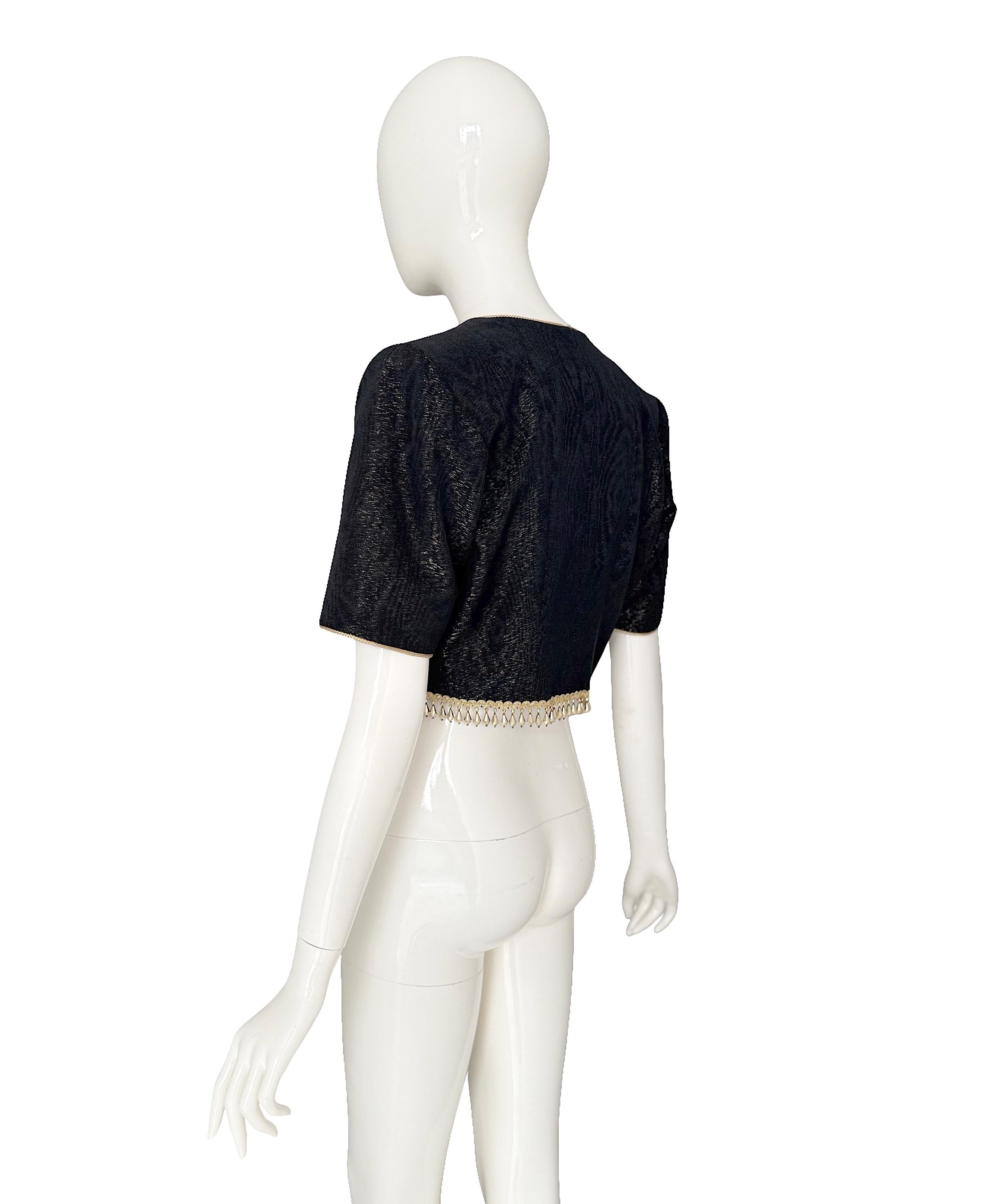 Yves Saint Laurent - P/E 1993 Documentato - Top in seta nera impreziosito da nappe e perline in vendita 6