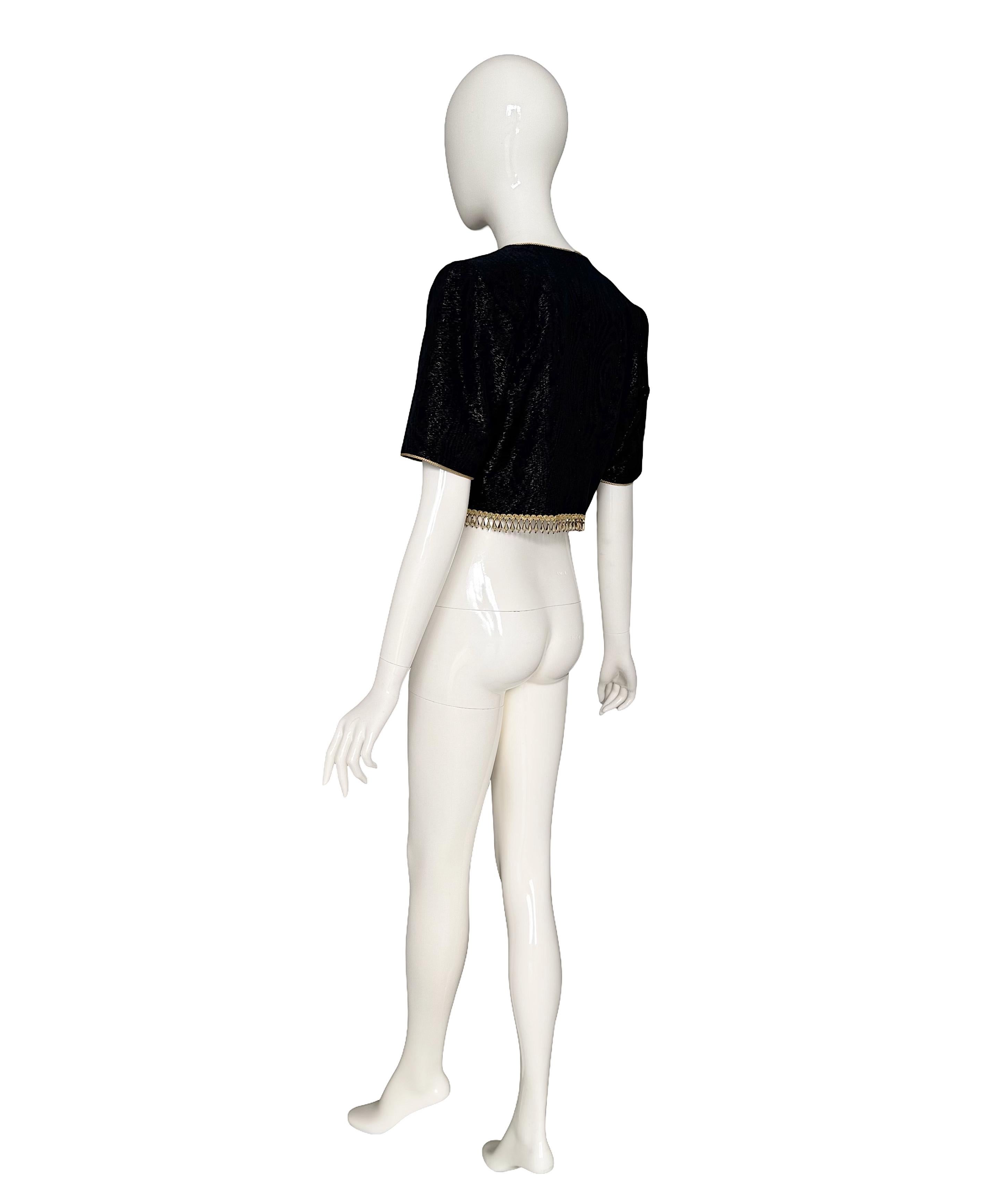 Yves Saint Laurent - P/E 1993 Documentato - Top in seta nera impreziosito da nappe e perline in vendita 7