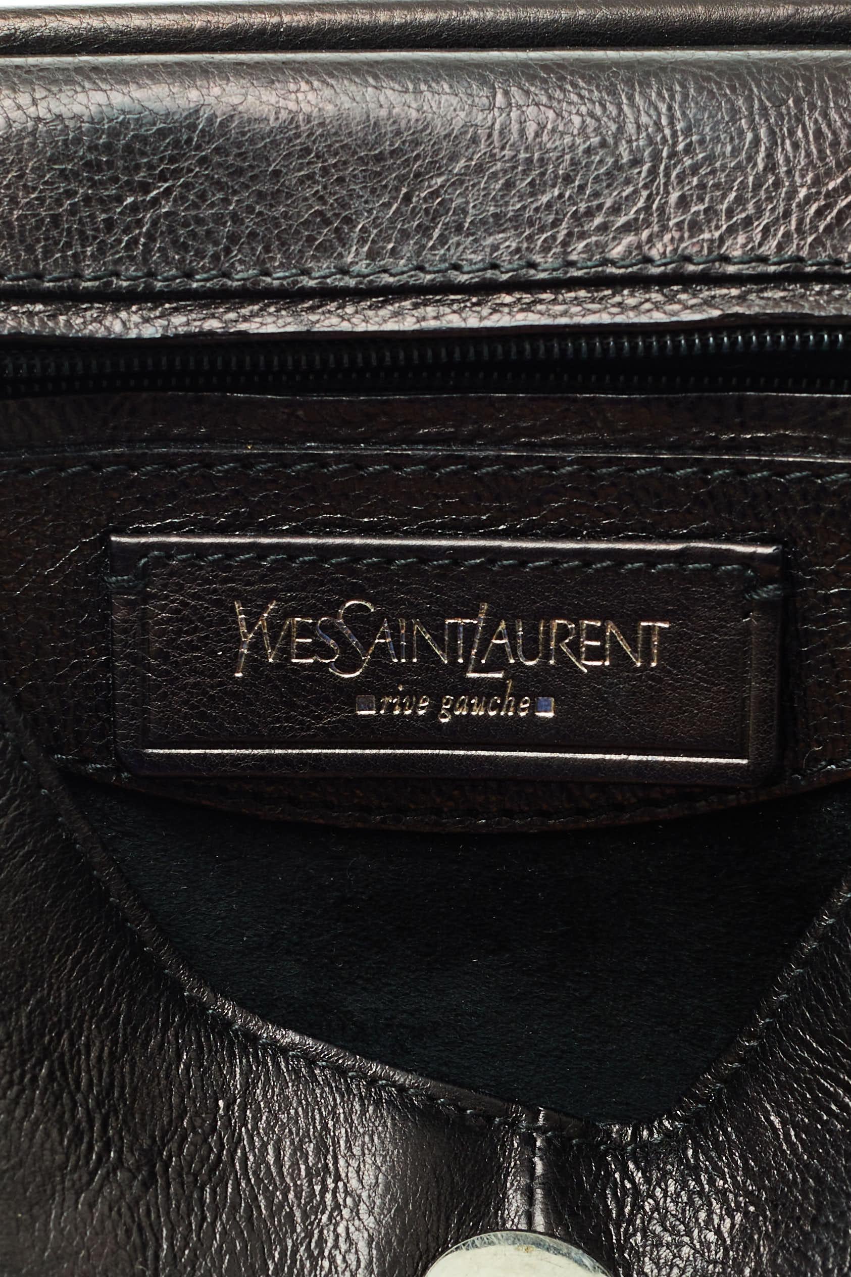 Yves Saint Laurent S/S 2002 studded Tom Ford Mombasa bag black leather horn  6