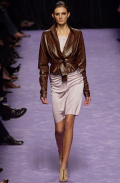 Yves Saint Laurent S/S 2003 Belted Leather Wrap Jacket