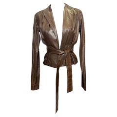 Yves Saint Laurent S/S 2003 Belted Leather Wrap Jacket