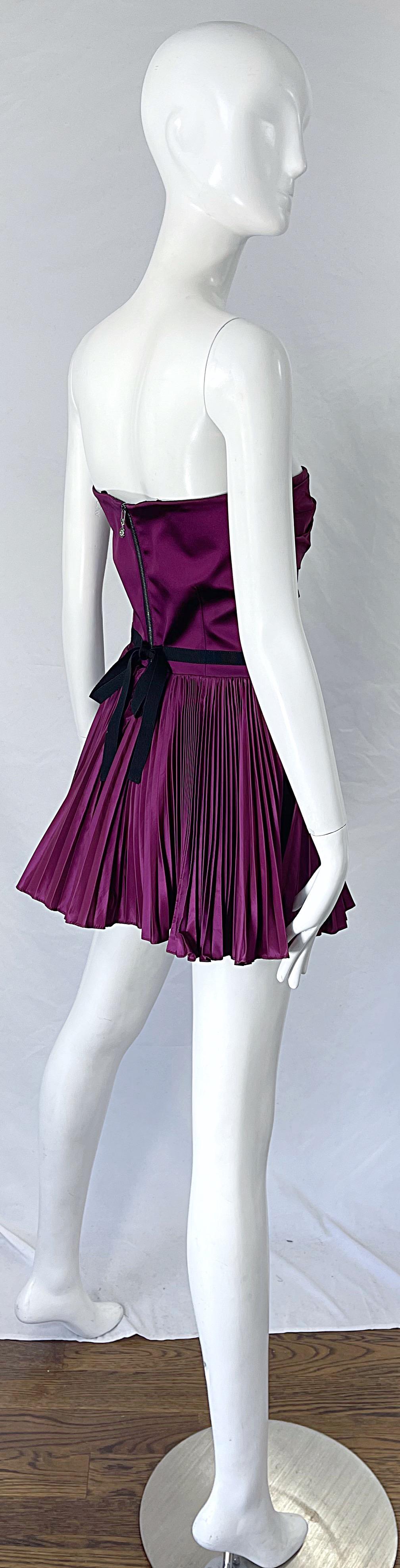 Yves Saint Laurent F/S 2012 Stefano Pilati Lila Seidentaft-Minikleid oder Oberteil im Angebot 6