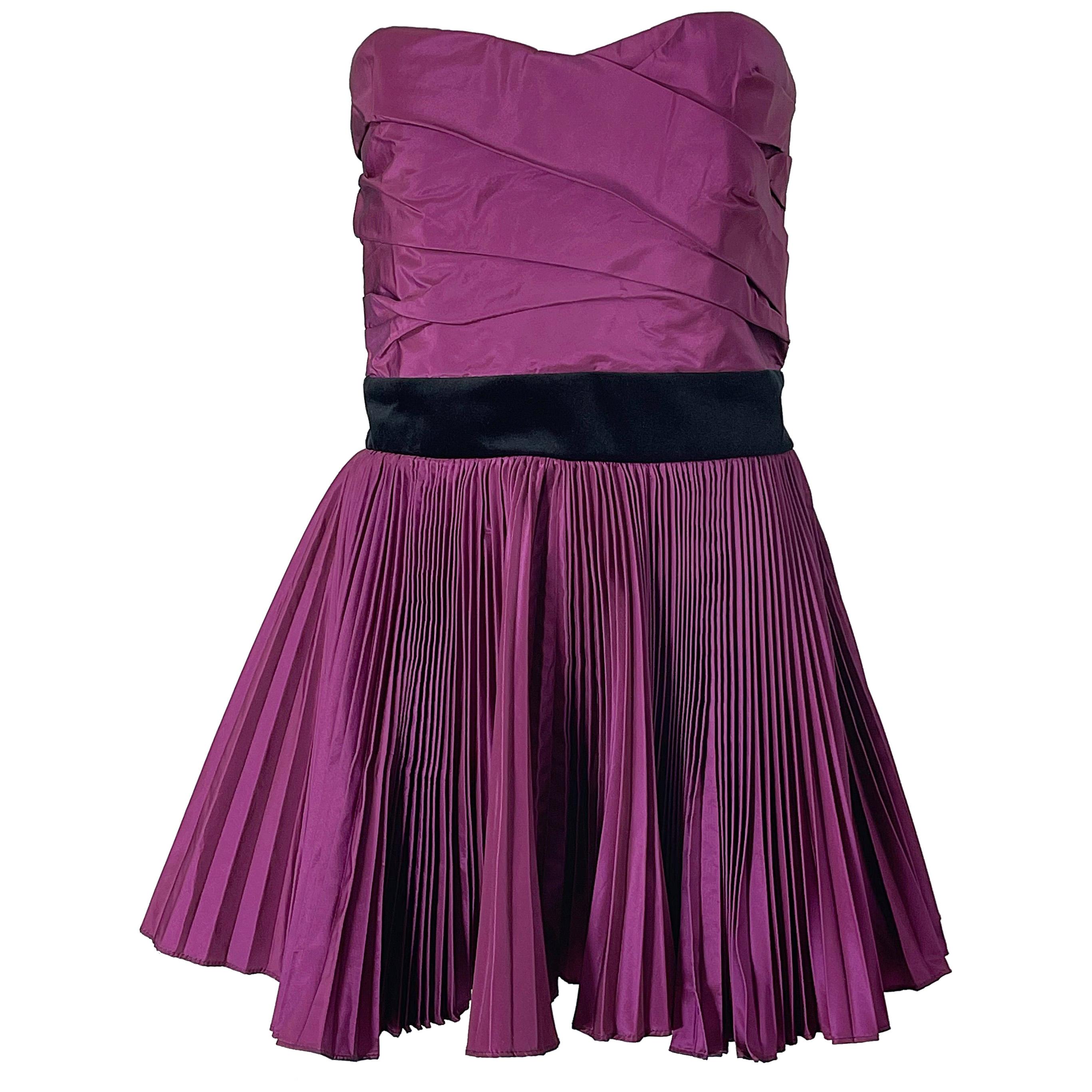 Yves Saint Laurent F/S 2012 Stefano Pilati Lila Seidentaft-Minikleid oder Oberteil im Angebot