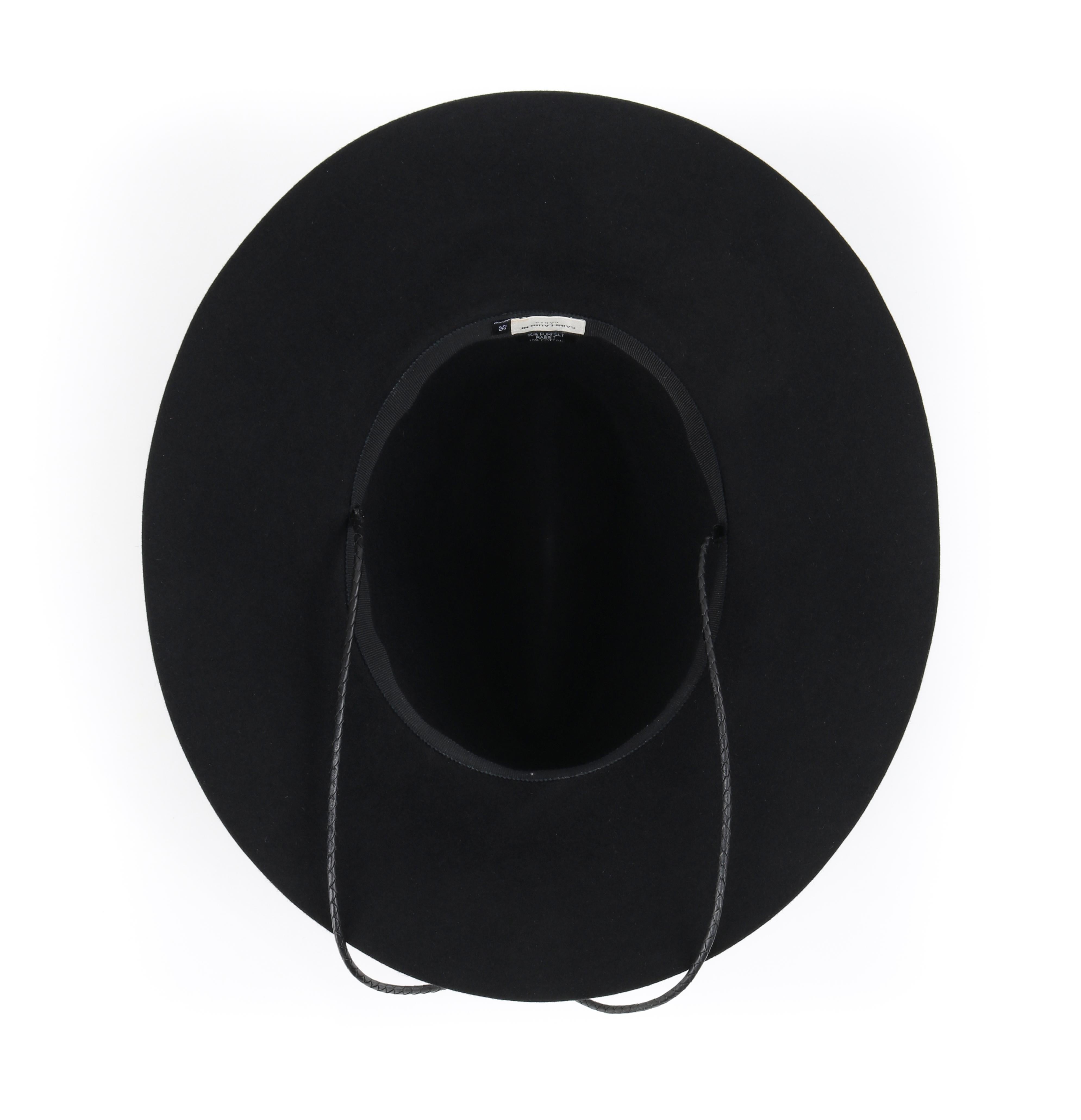 SAINT LAURENT S/S 2019 Black Fur Felt Wide Brim Western Fedora Hat 3